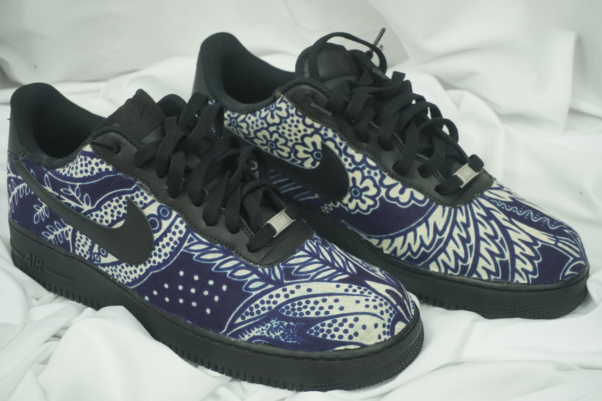 Handcrafted Ankara Air Force 1 - Blue White