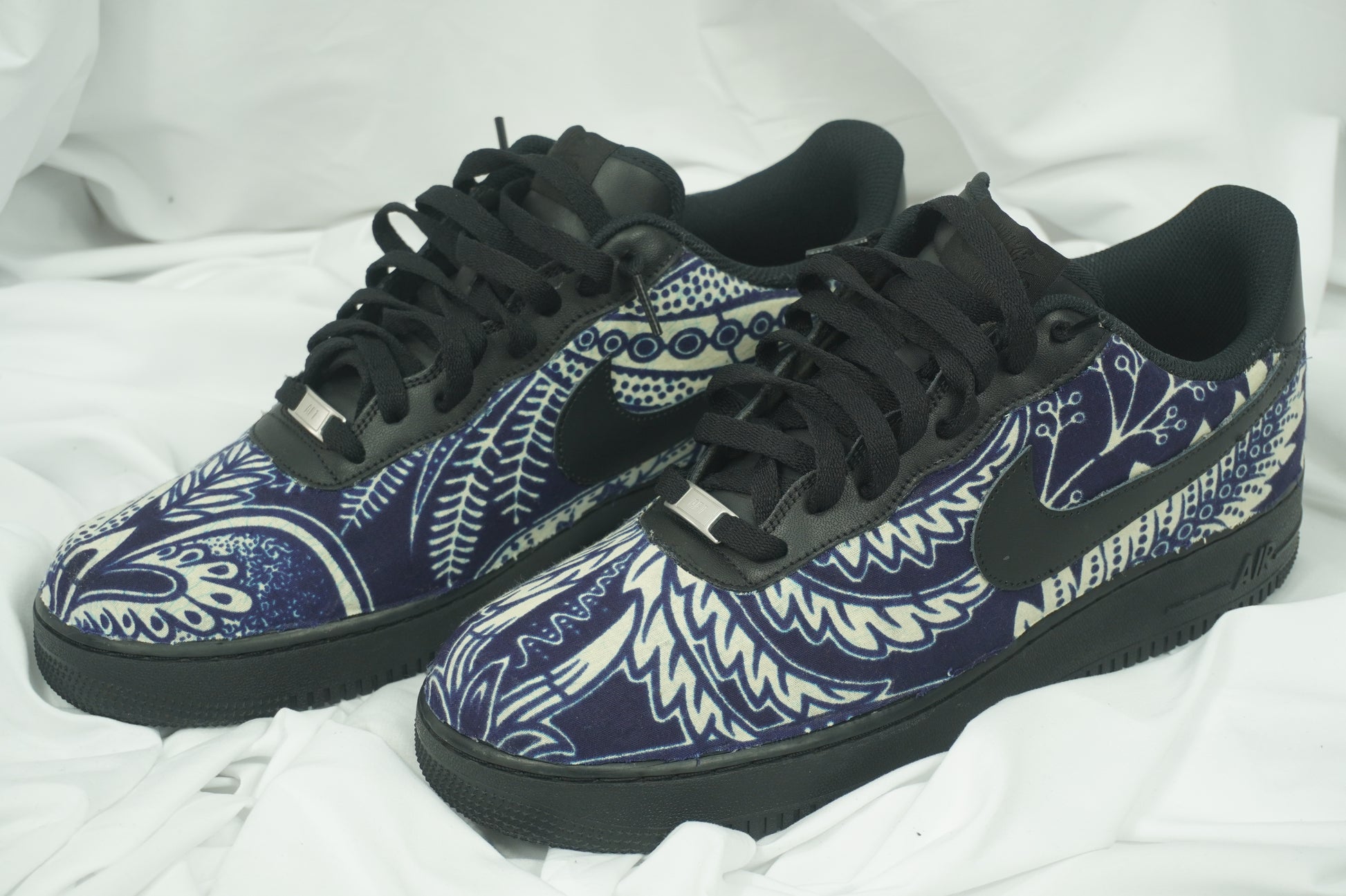Handcrafted Ankara Air Force 1 - Blue White