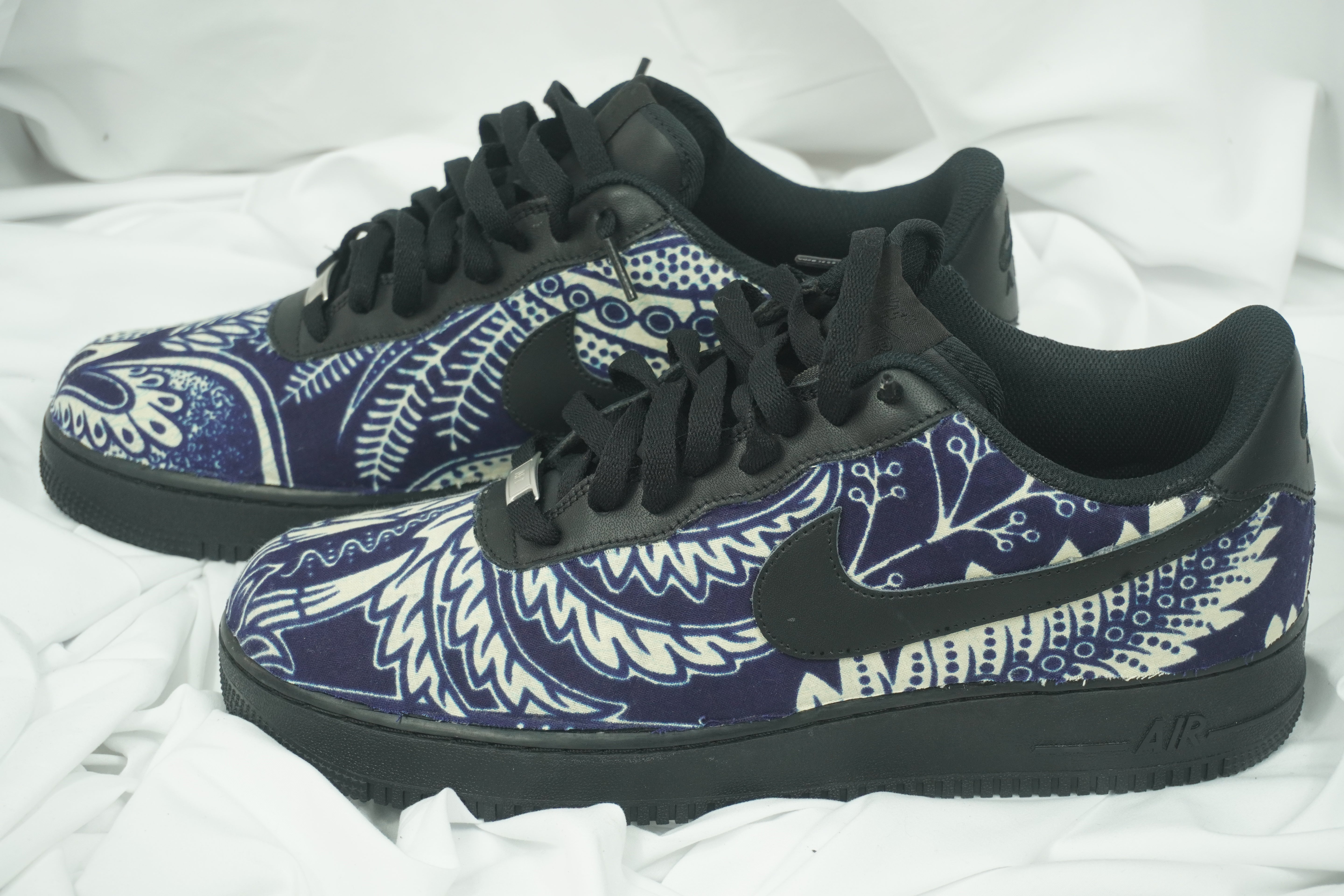Handcrafted Ankara Air Force 1 - Blue White