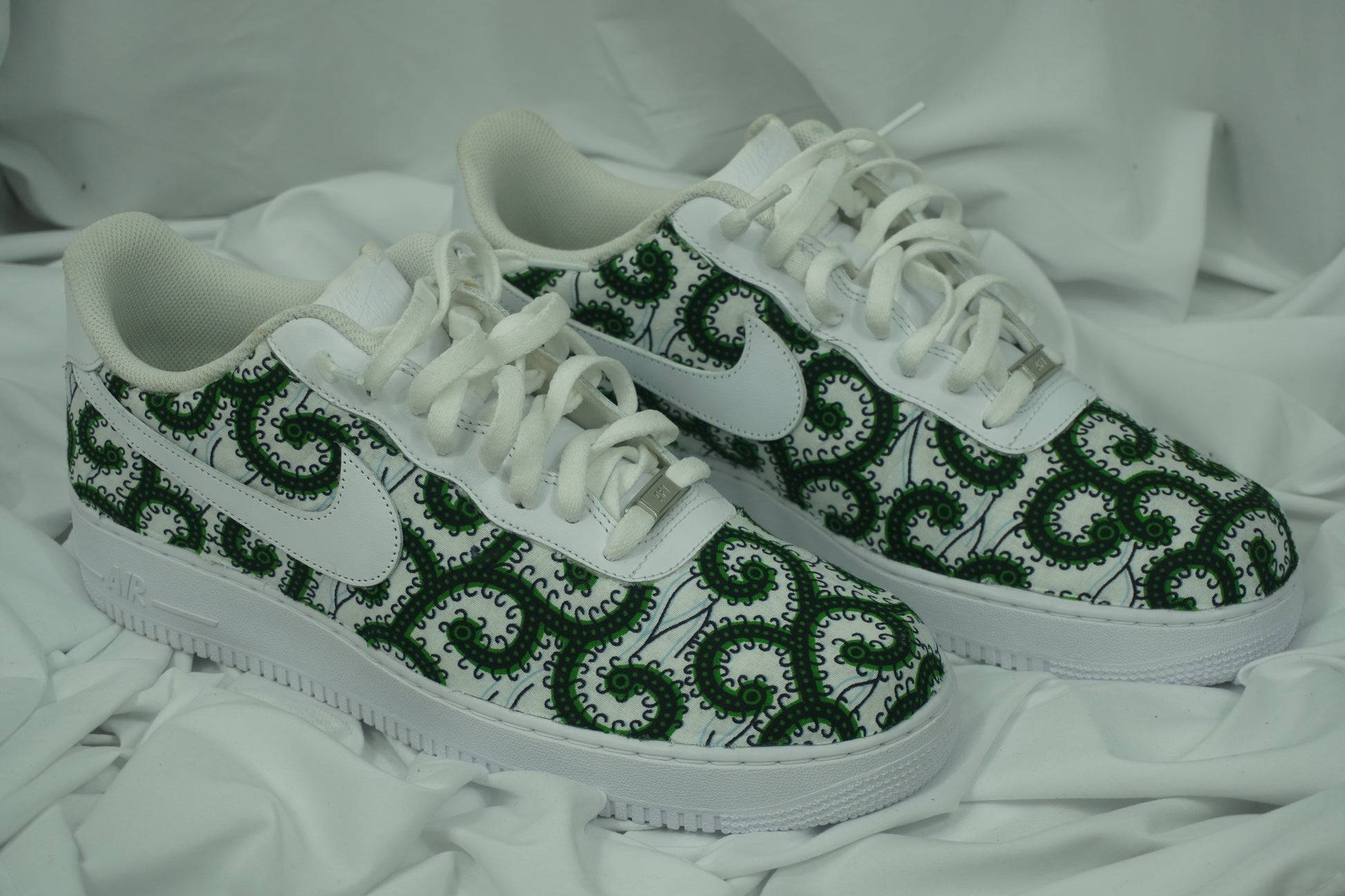 Handcrafted Ankara Air Force 1 - Green White