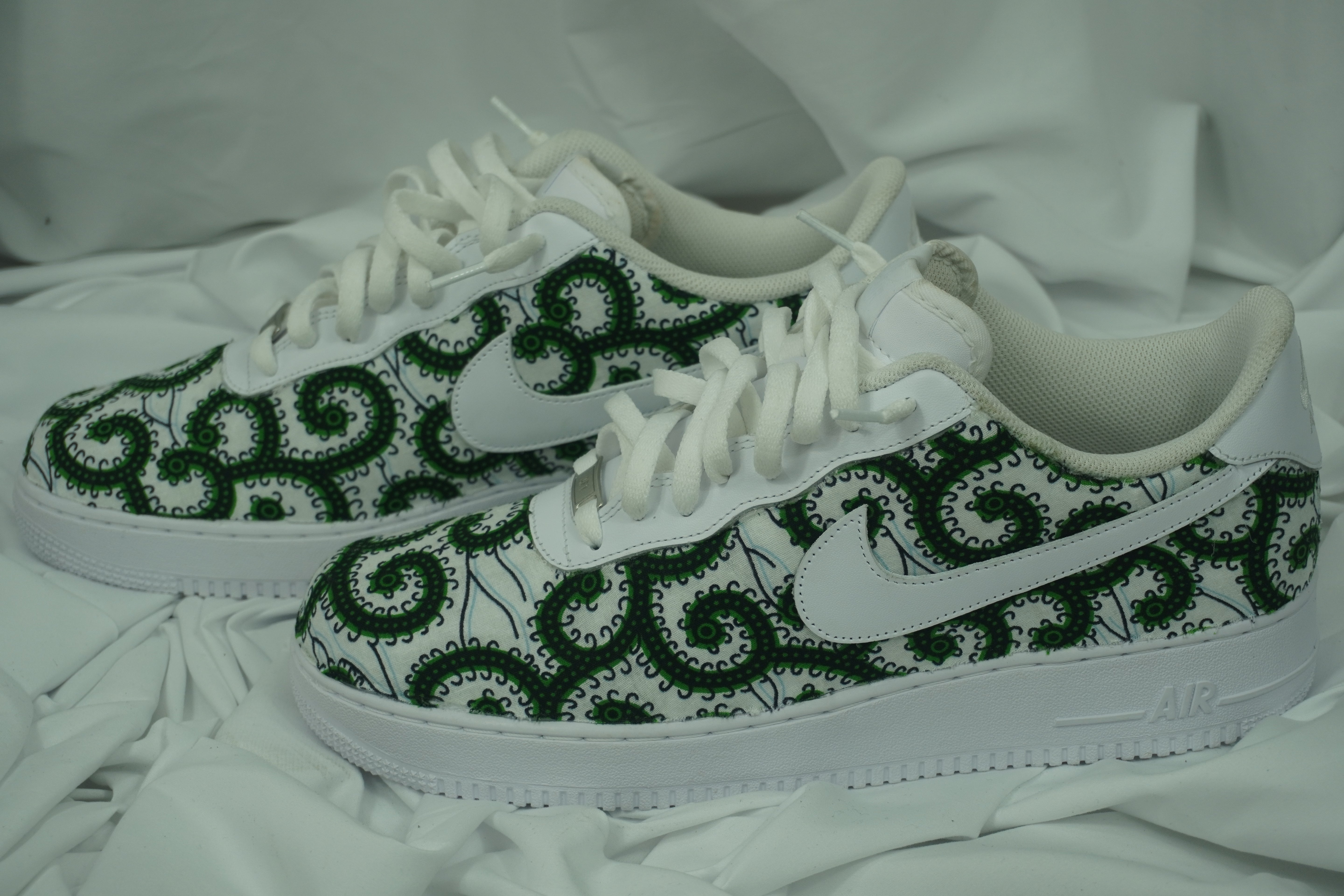 Handcrafted Ankara Air Force 1 - Green White
