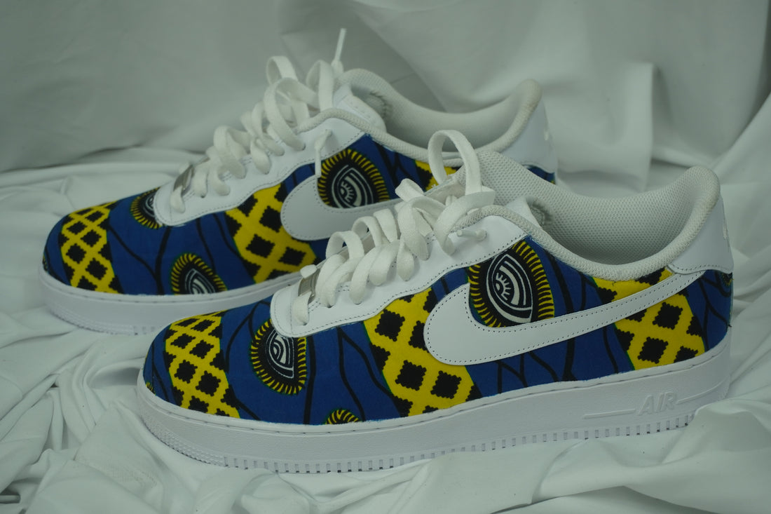 Handcrafted Ankara Air Force 1 - Blue Yellow