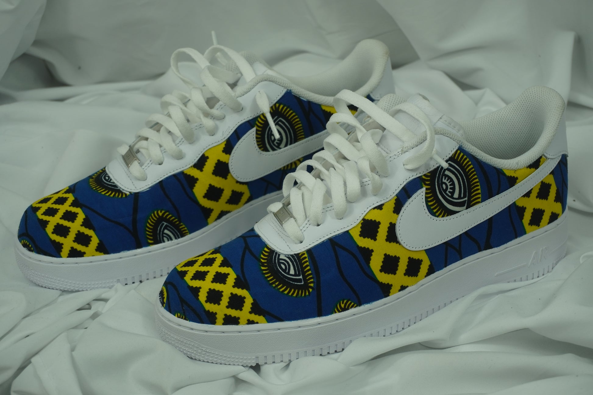 Handcrafted Ankara Air Force 1 - Blue Yellow