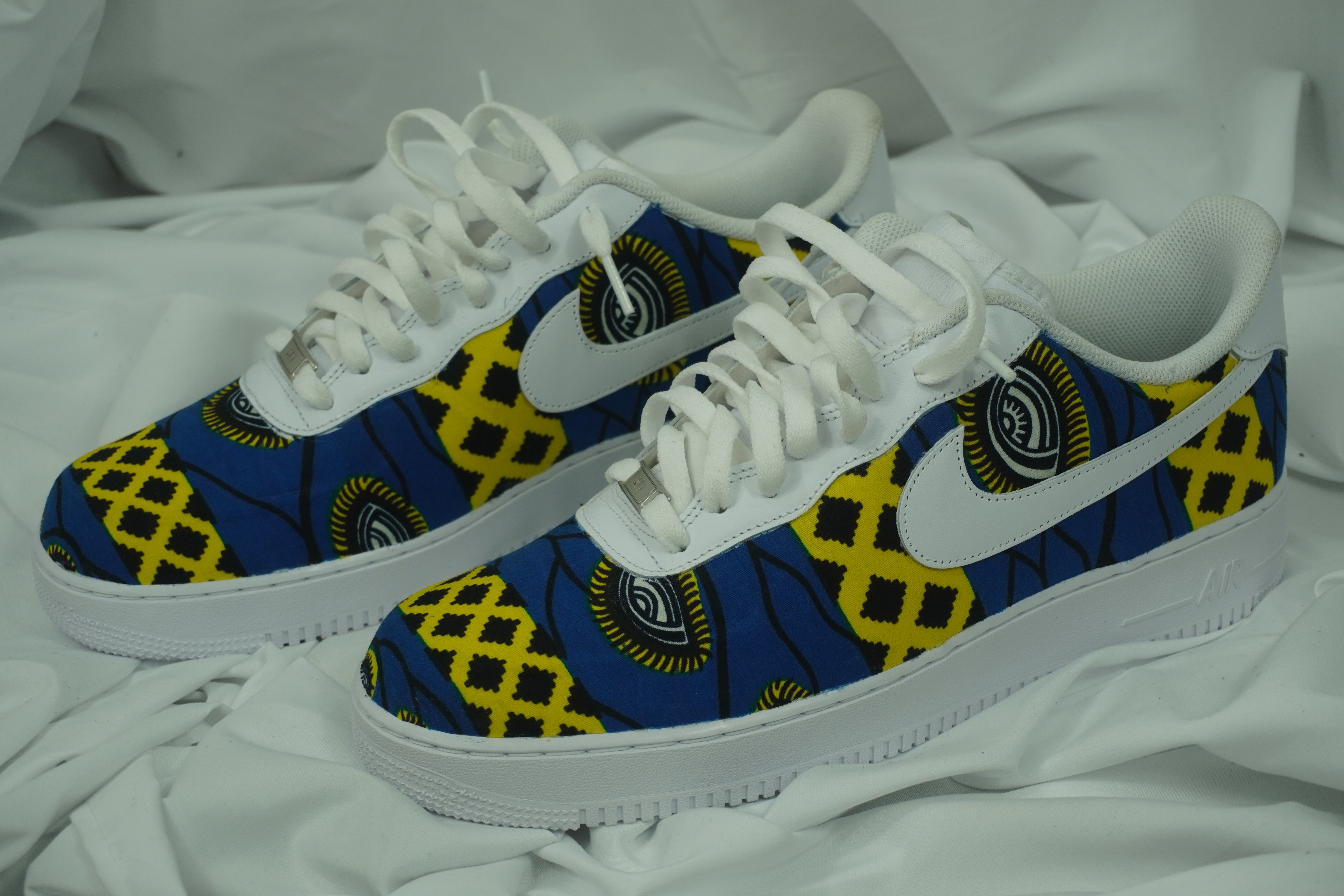 Handcrafted Ankara Air Force 1 - Blue Yellow