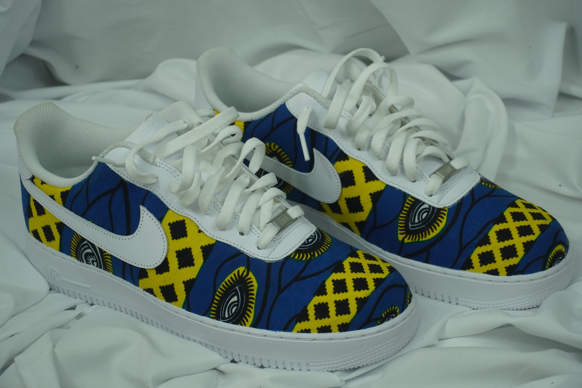Handcrafted Ankara Air Force 1 - Blue Yellow