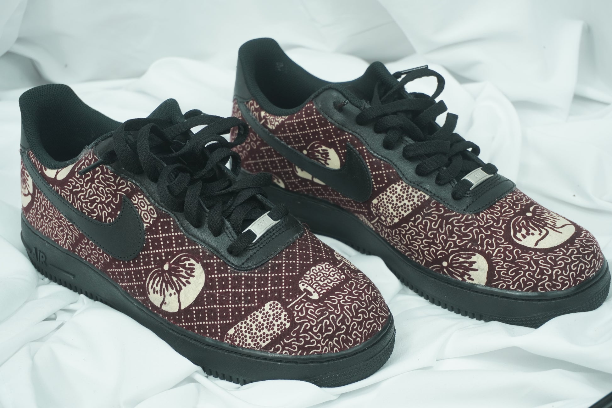 Handcrafted Ankara Air Force 1 - Brown White