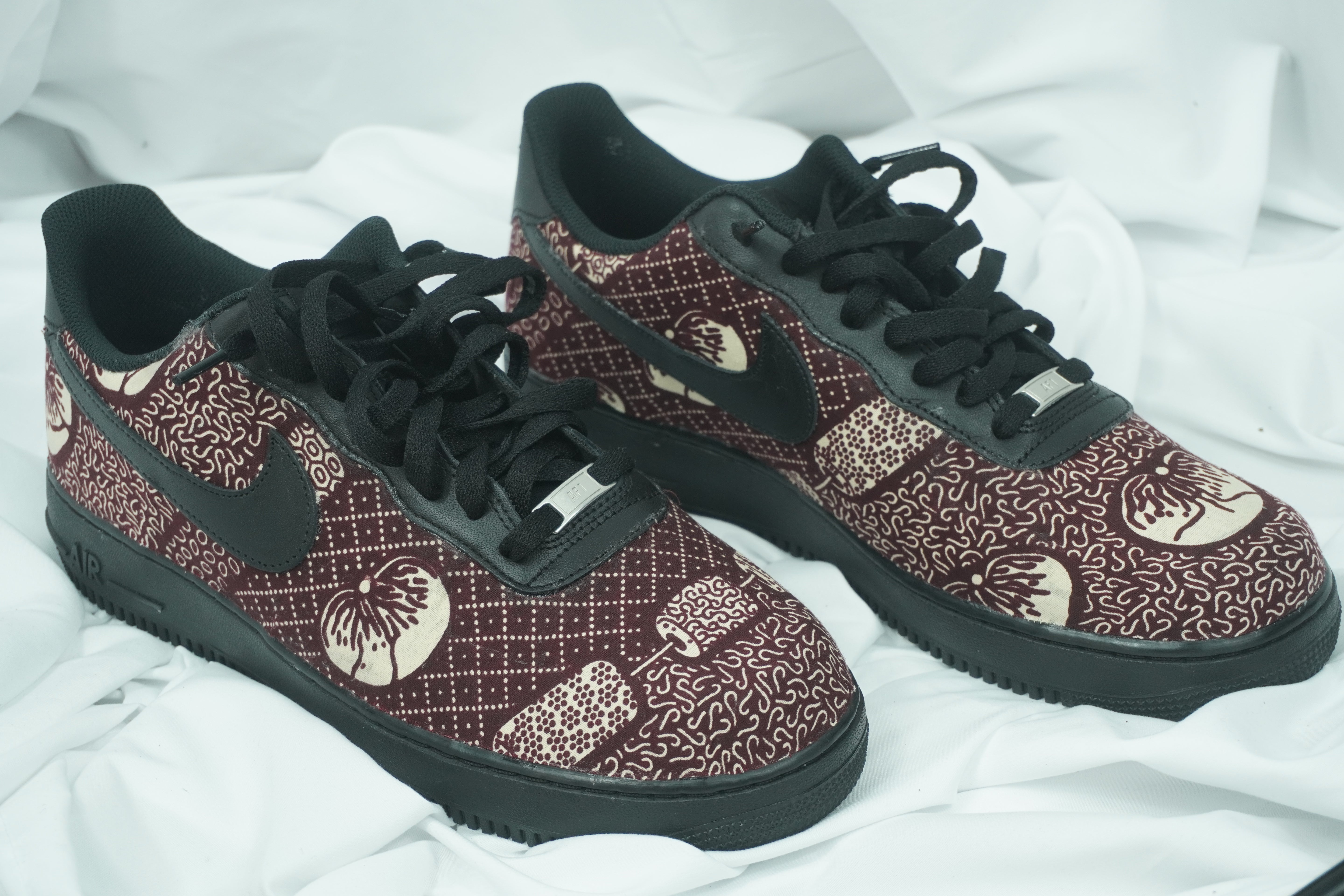 Handcrafted Ankara Air Force 1 - Brown White