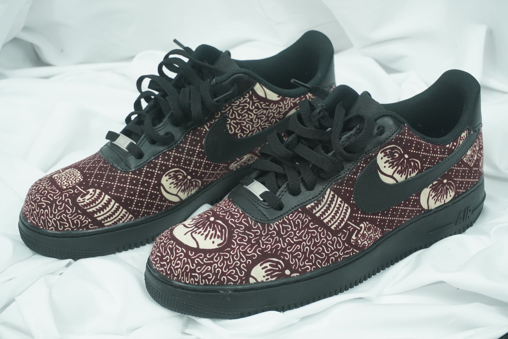 Handcrafted Ankara Air Force 1 - Brown White