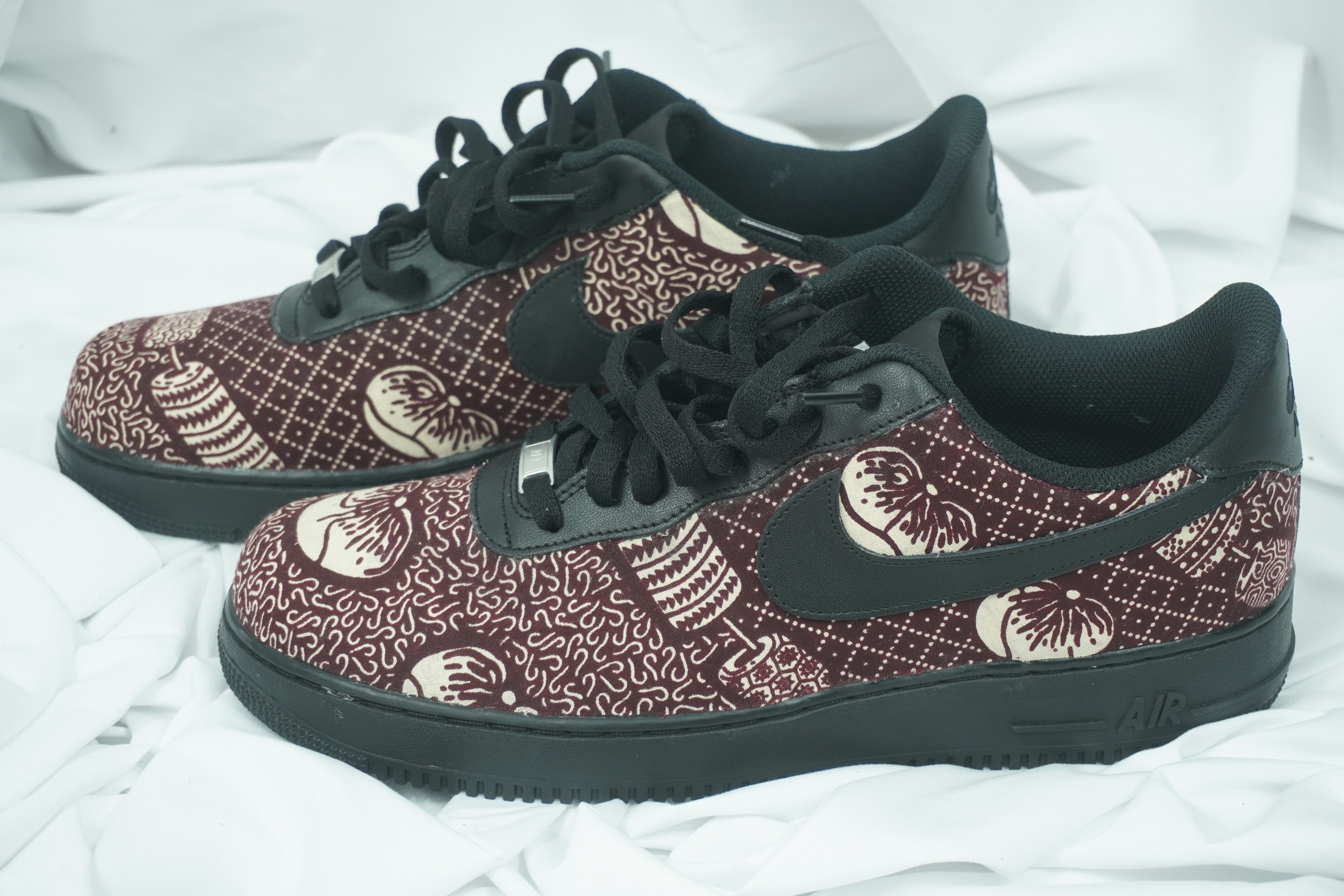 Handcrafted Ankara Air Force 1 - Brown White