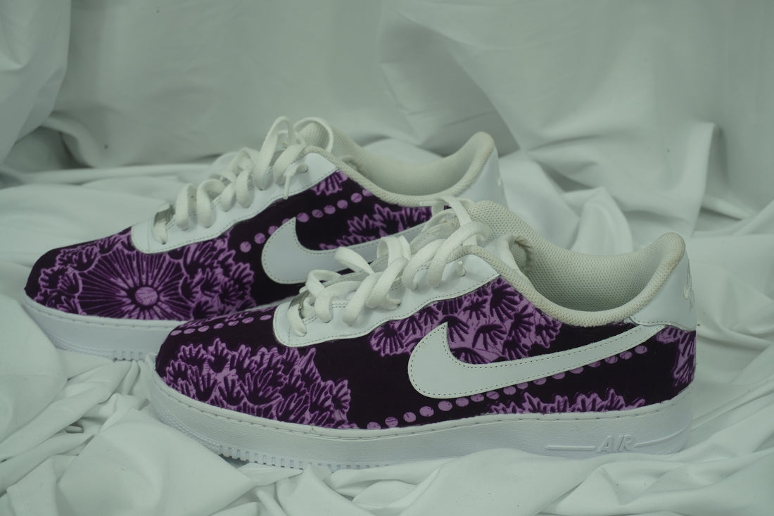 Handcrafted Ankara Air Force 1 - Purple White