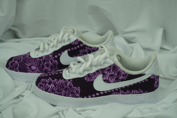 Handcrafted Ankara Air Force 1 - Purple White