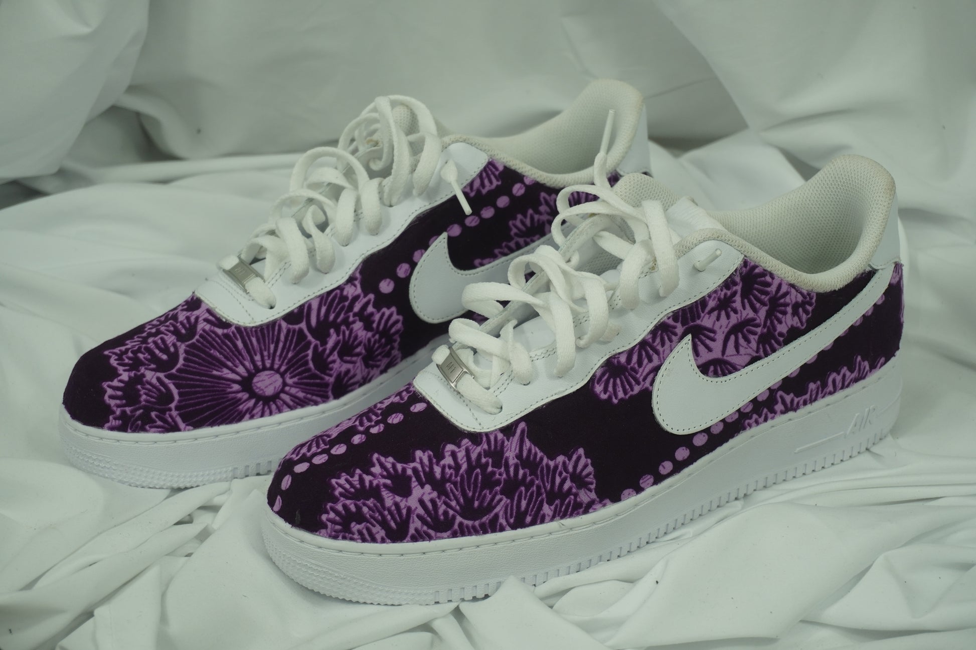 Handcrafted Ankara Air Force 1 - Purple White