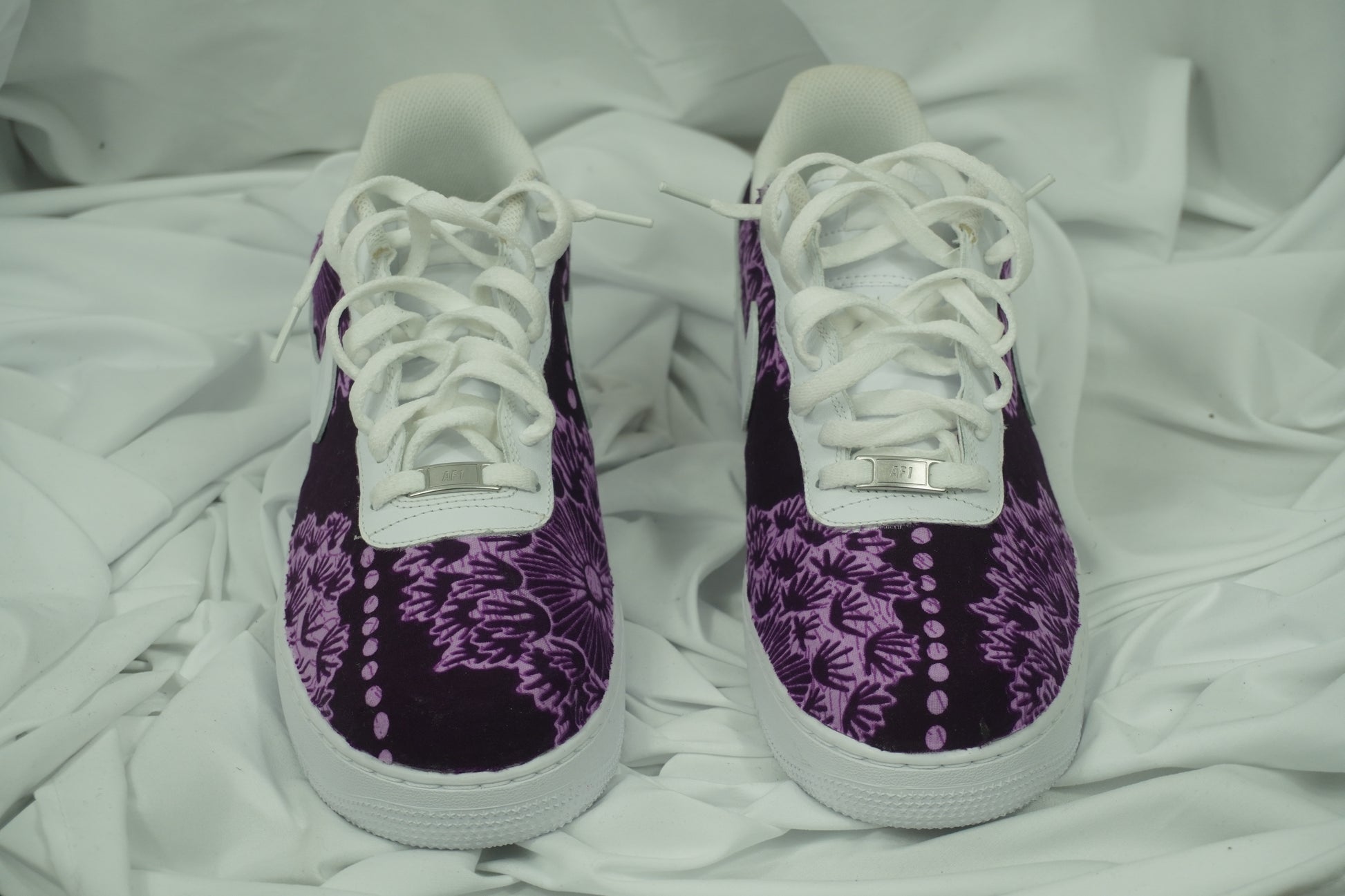 Handcrafted Ankara Air Force 1 - Purple White