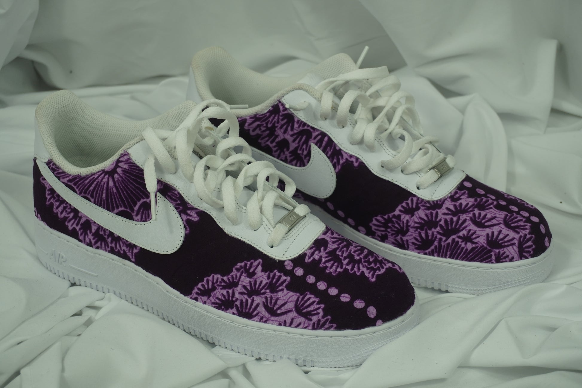 Handcrafted Ankara Air Force 1 - Purple White