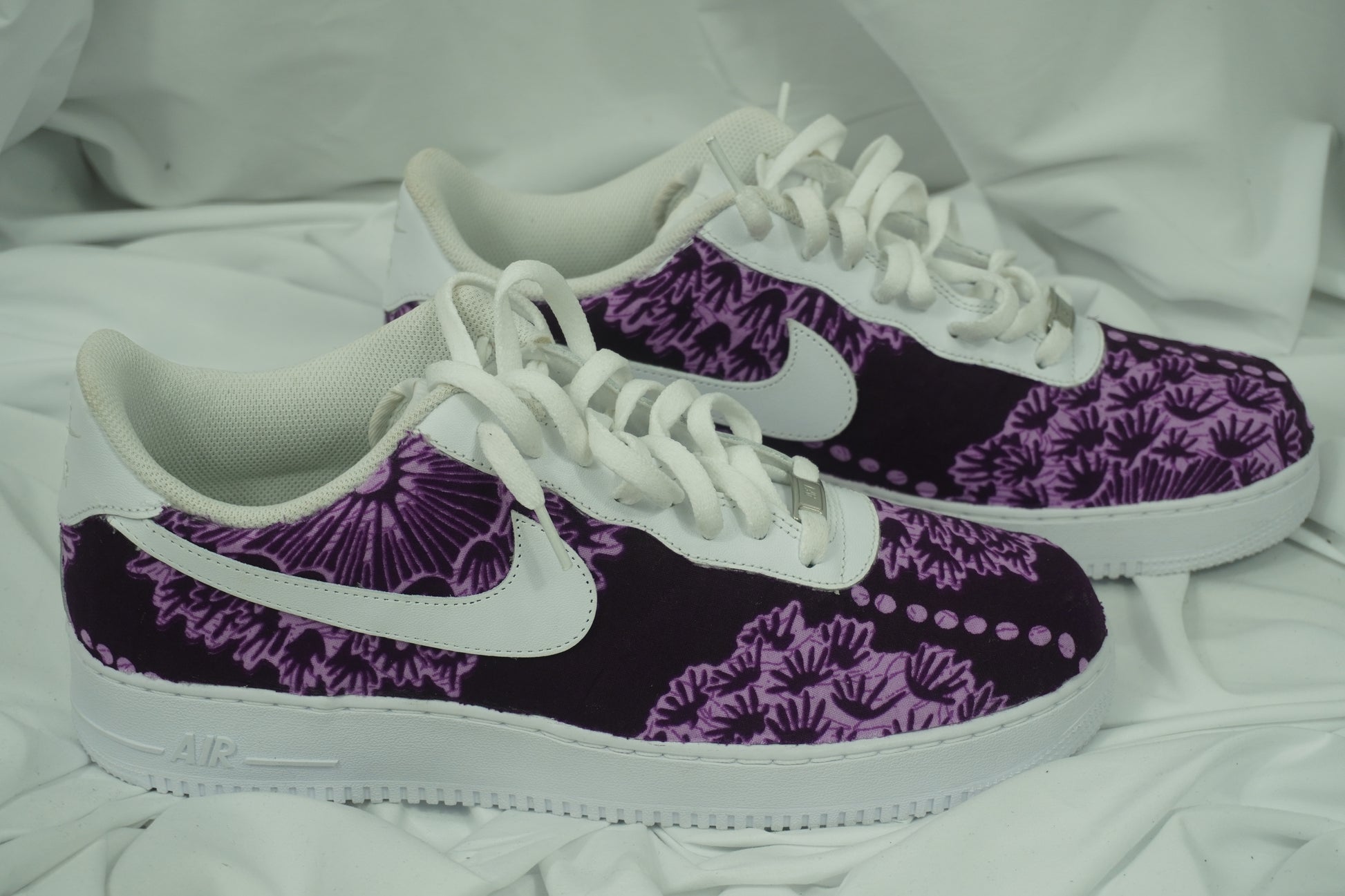 Handcrafted Ankara Air Force 1 - Purple White