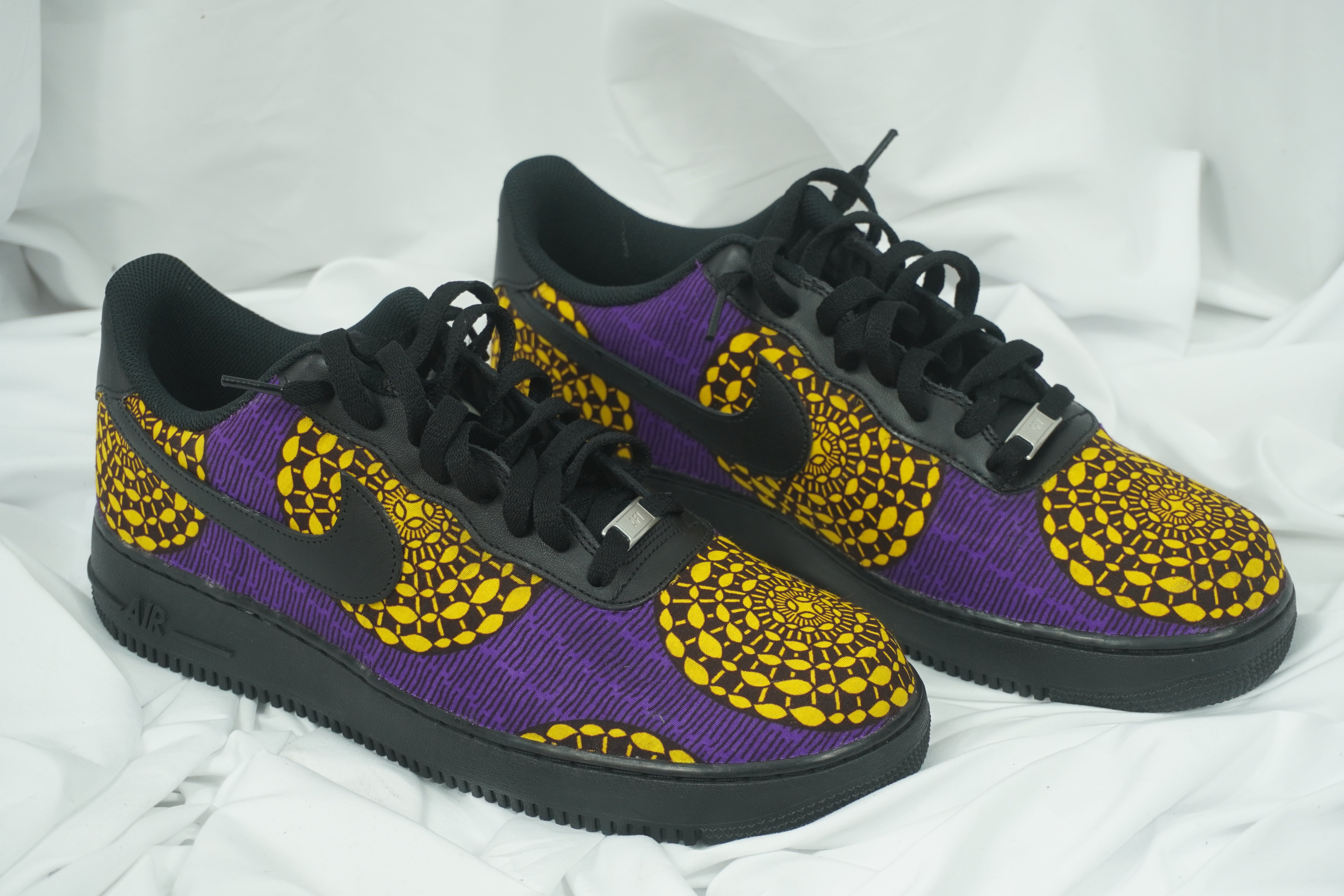 Handcrafted Ankara Air Force 1 - Purple Yellow
