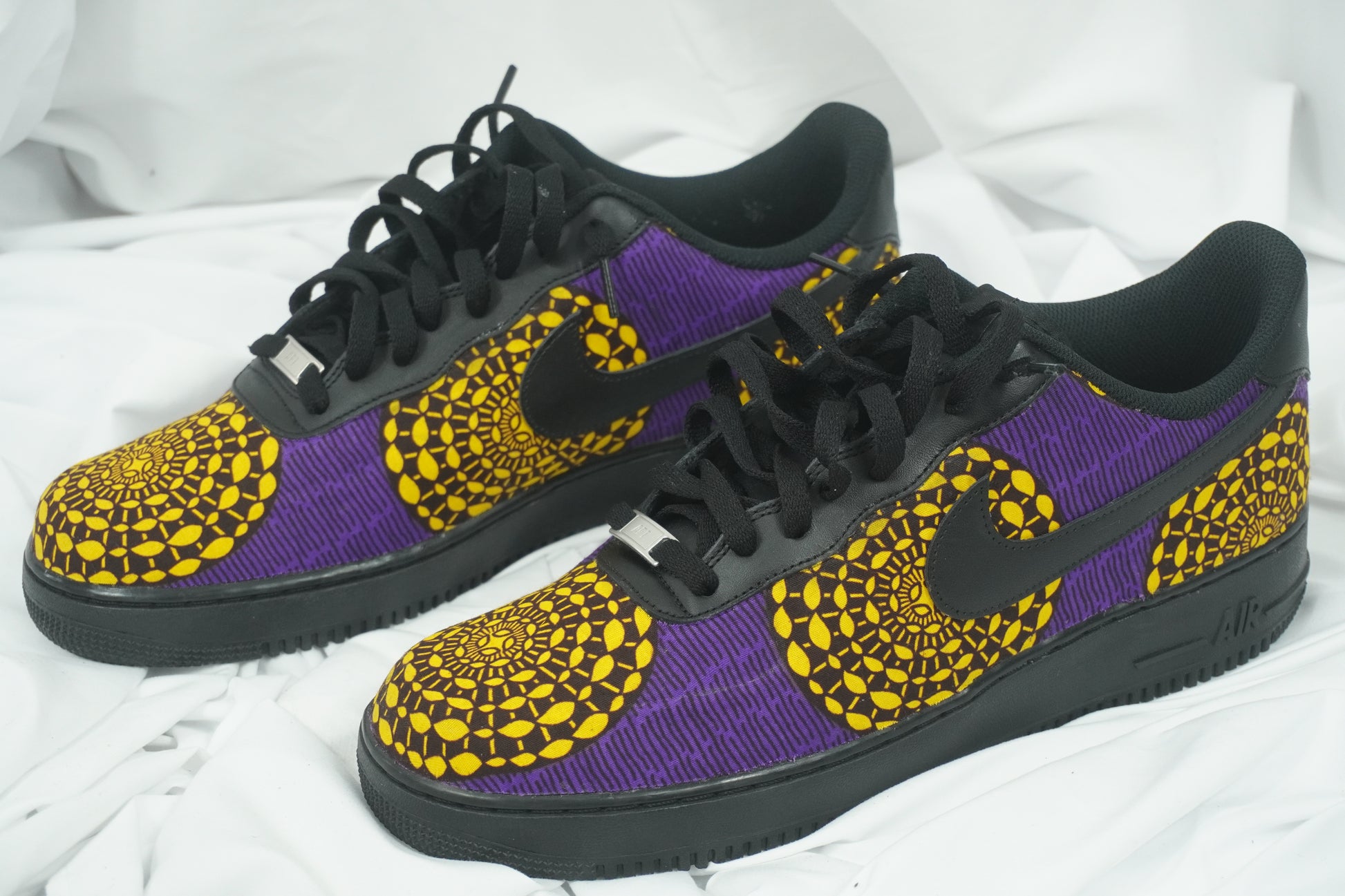 Handcrafted Ankara Air Force 1 - Purple Yellow