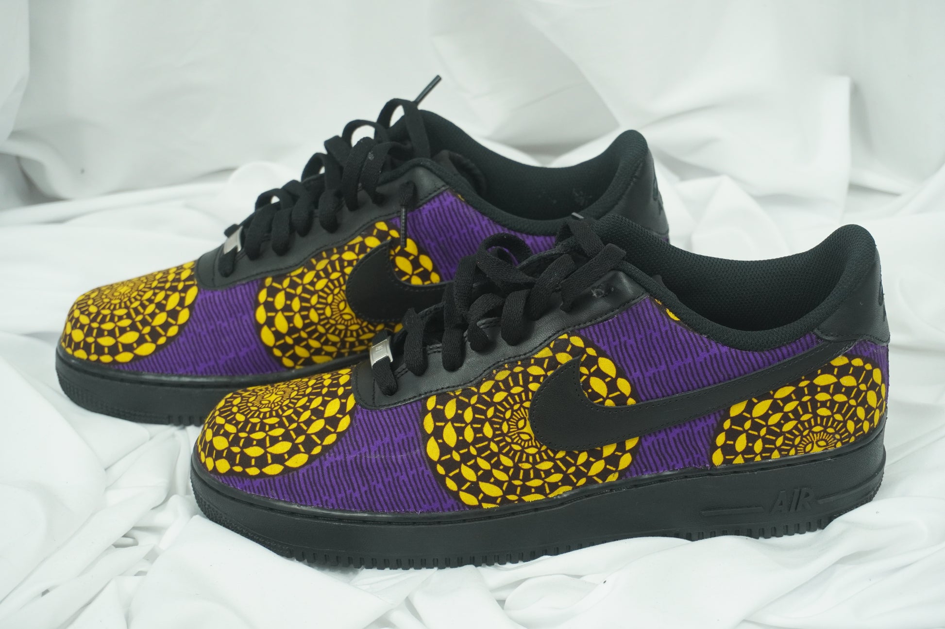 Handcrafted Ankara Air Force 1 - Purple Yellow