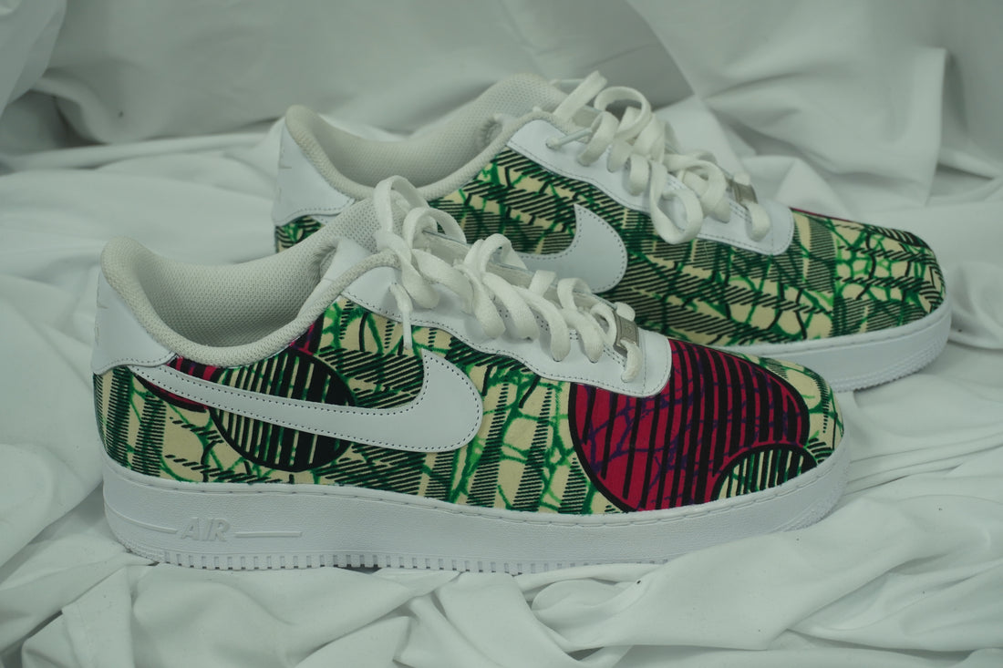 Handcrafted Ankara Air Force 1 - Pink Green White