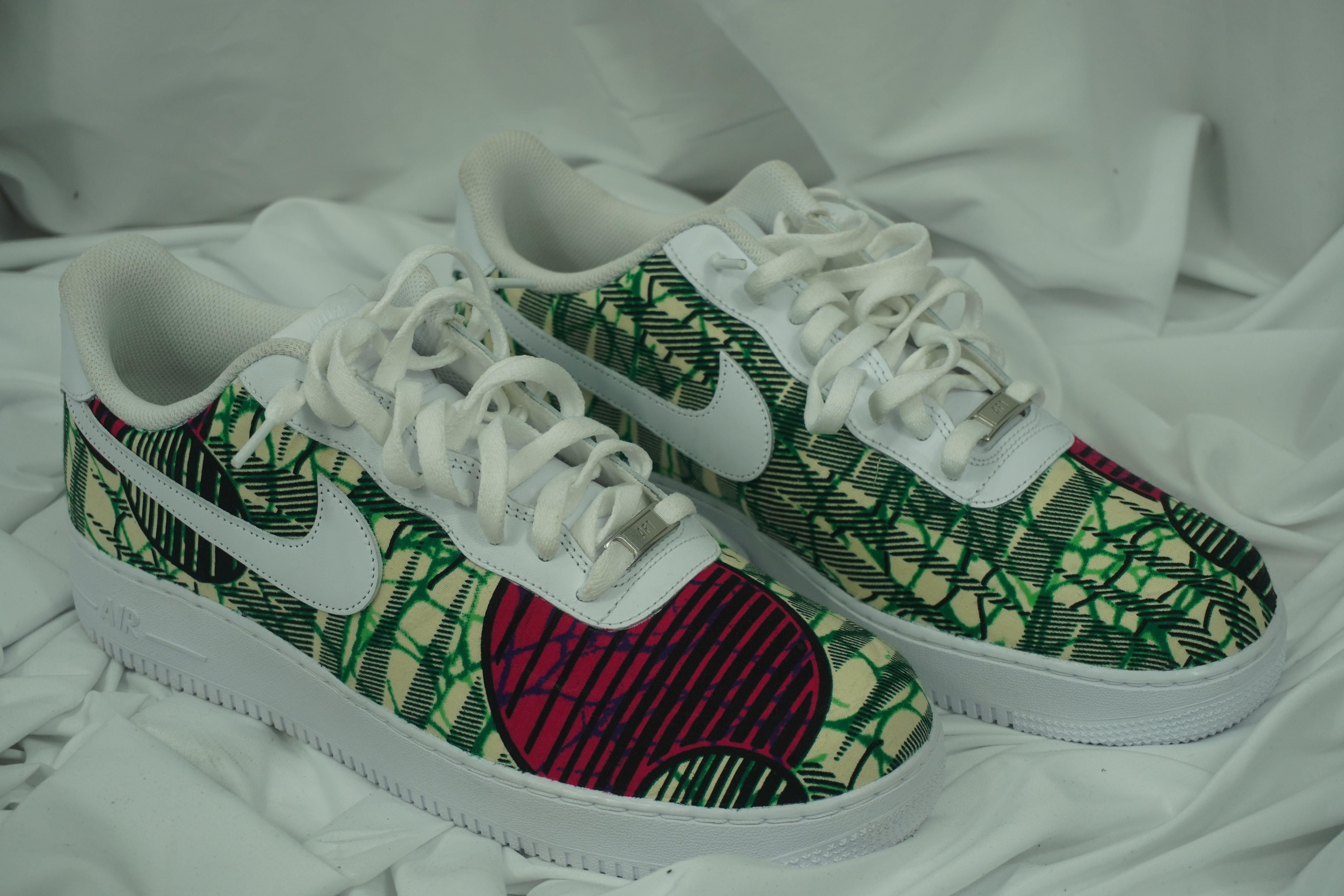 Handcrafted Ankara Air Force 1 - Pink Green White
