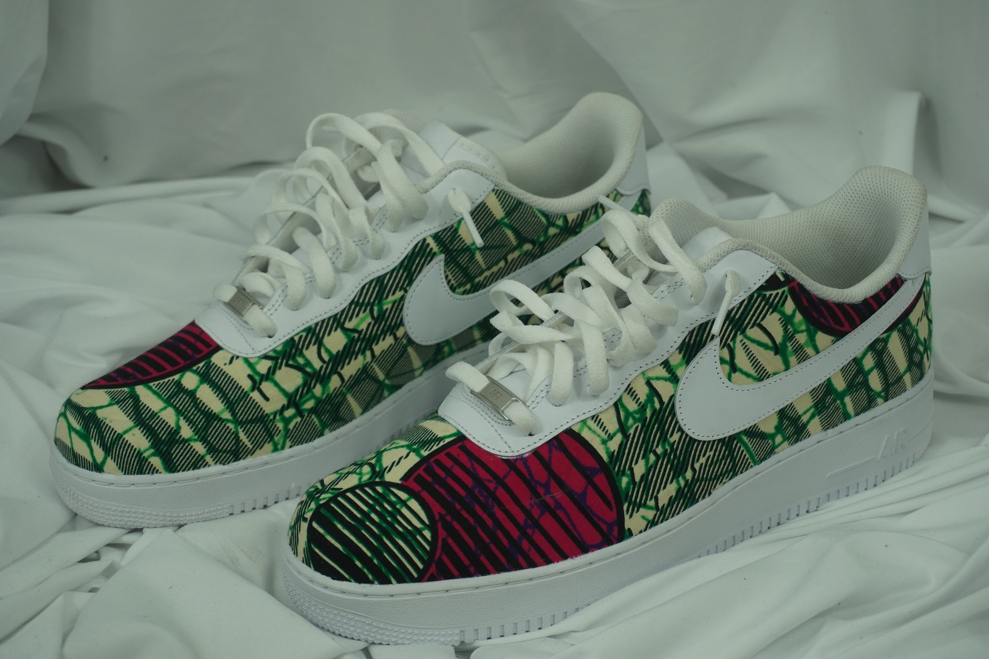 Handcrafted Ankara Air Force 1 - Pink Green White