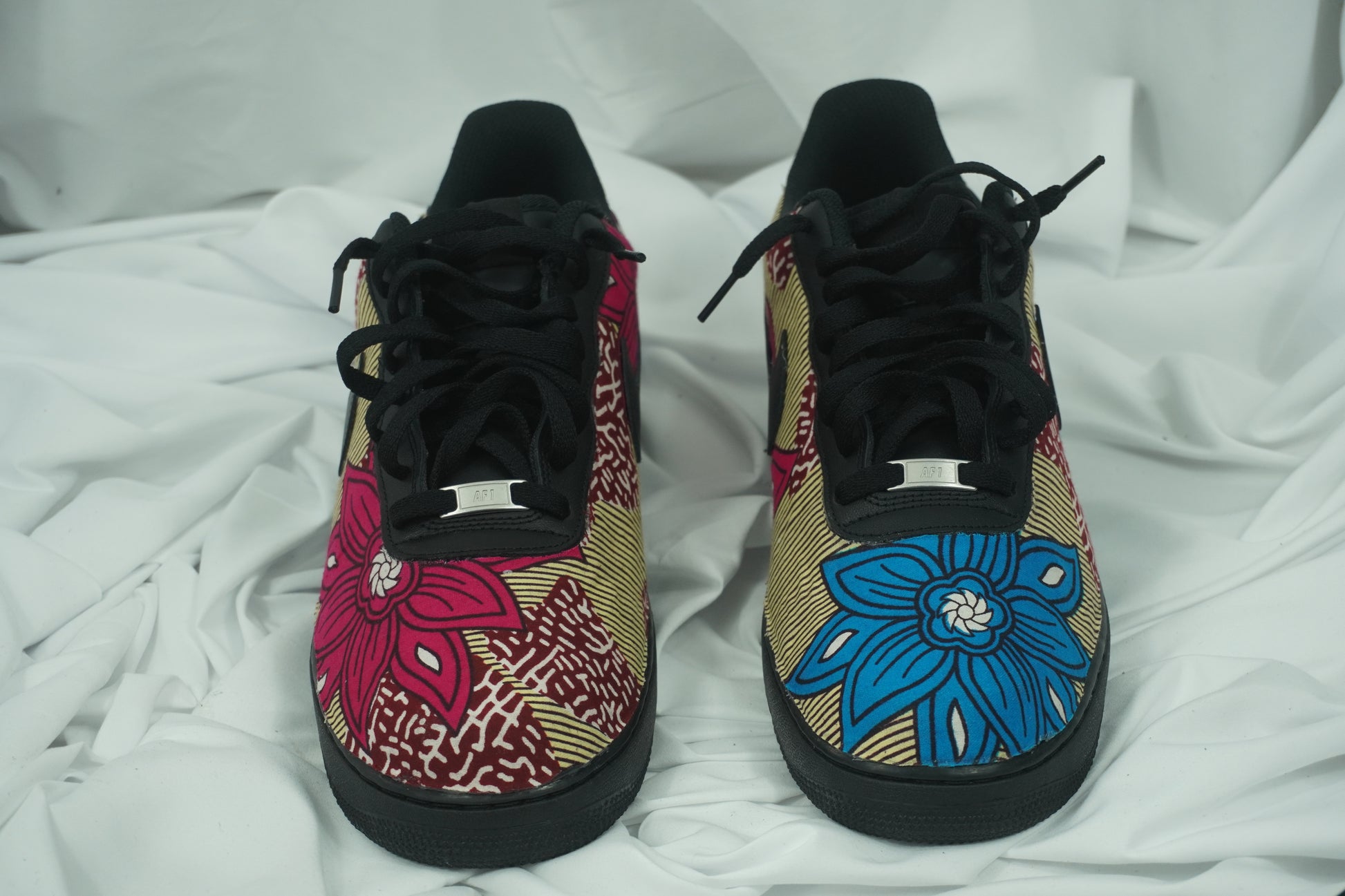 Handcrafted Ankara Air Force 1 - Blue Pink Brown