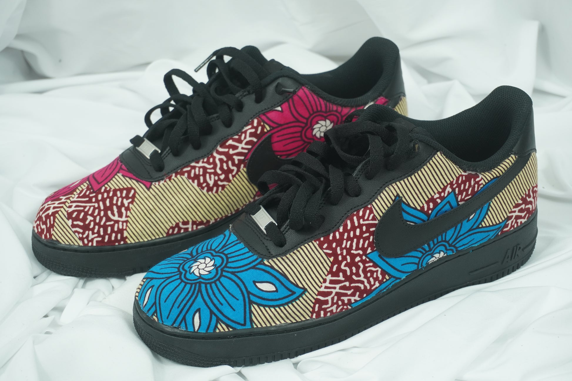 Handcrafted Ankara Air Force 1 - Blue Pink Brown
