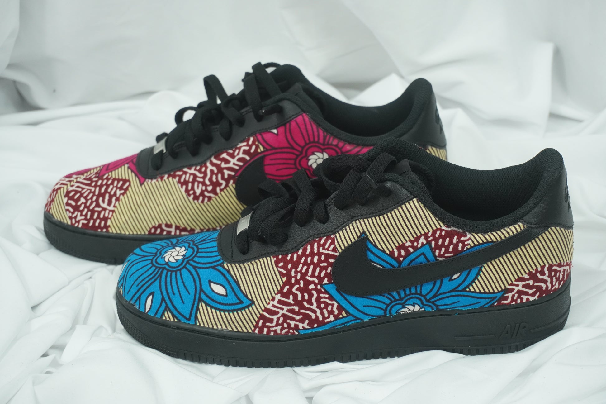 Handcrafted Ankara Air Force 1 - Blue Pink Brown