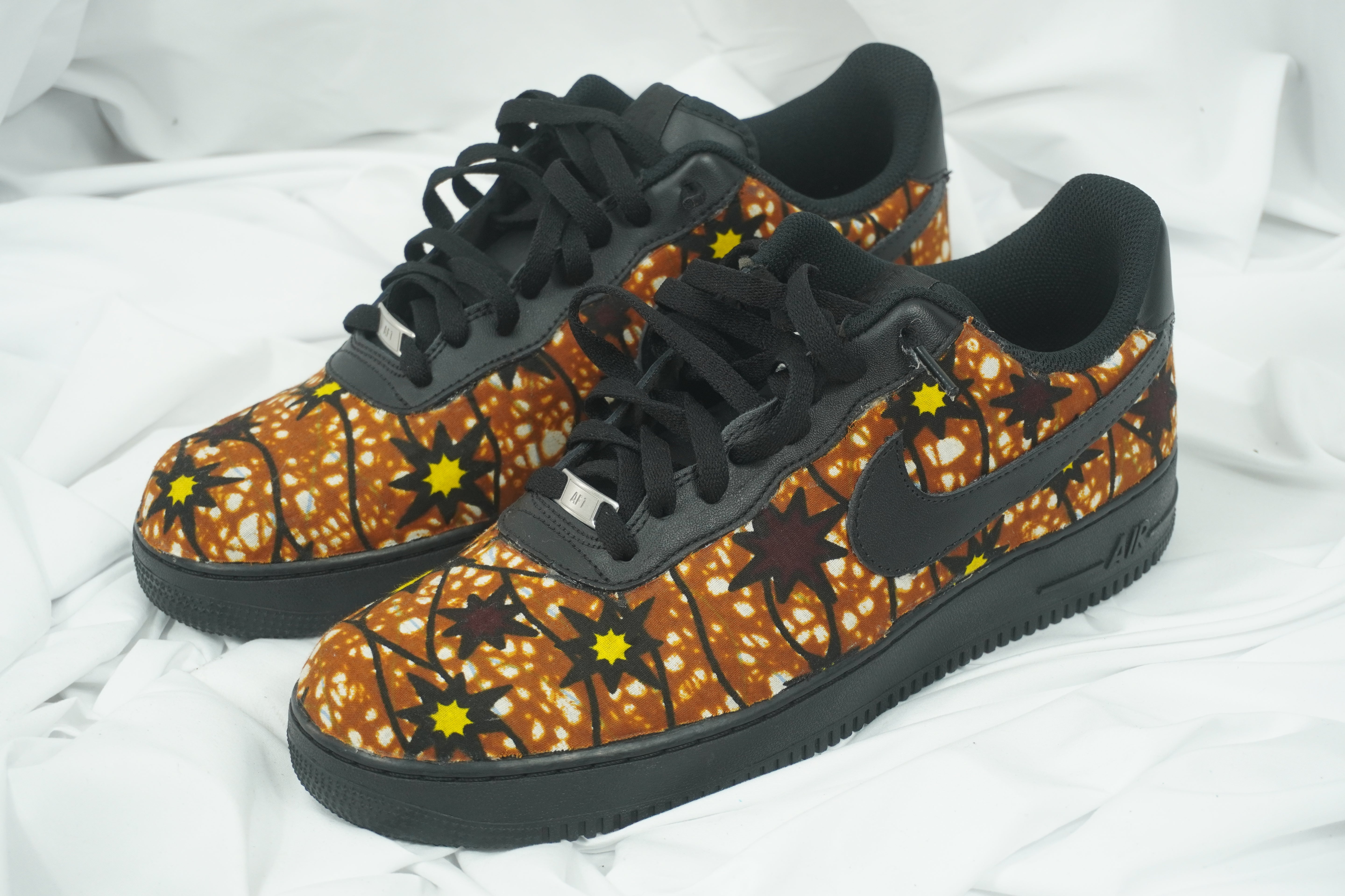 Handcrafted Ankara Air Force 1 - Yellow Brown