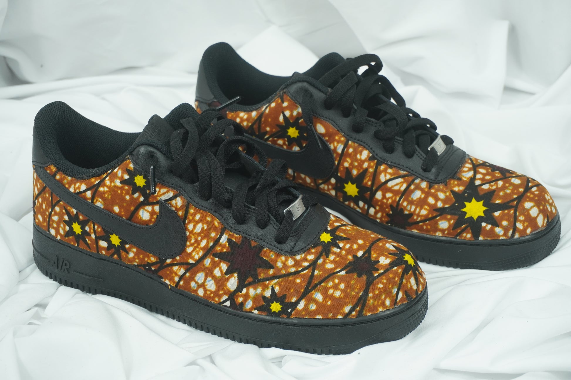 Handcrafted Ankara Air Force 1 - Yellow Brown