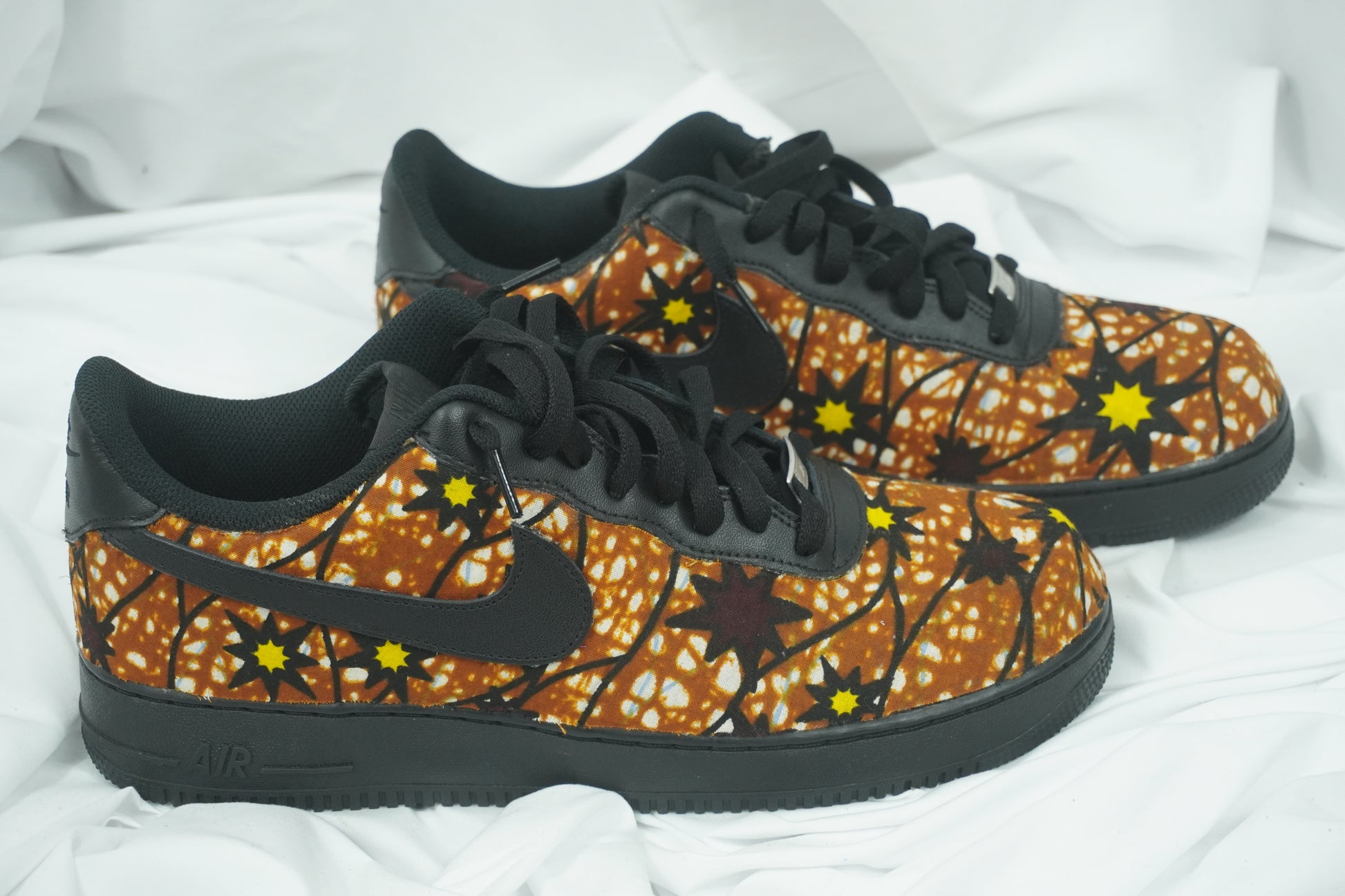 Handcrafted Ankara Air Force 1 - Yellow Brown