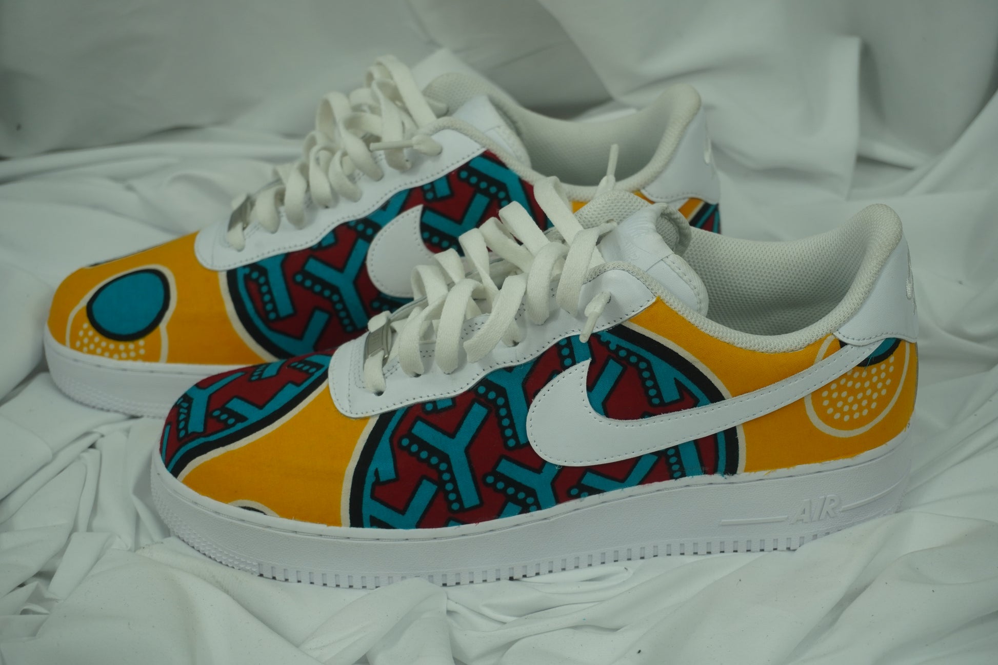 Handcrafted Ankara Air Force 1 - Yellow Blue Red