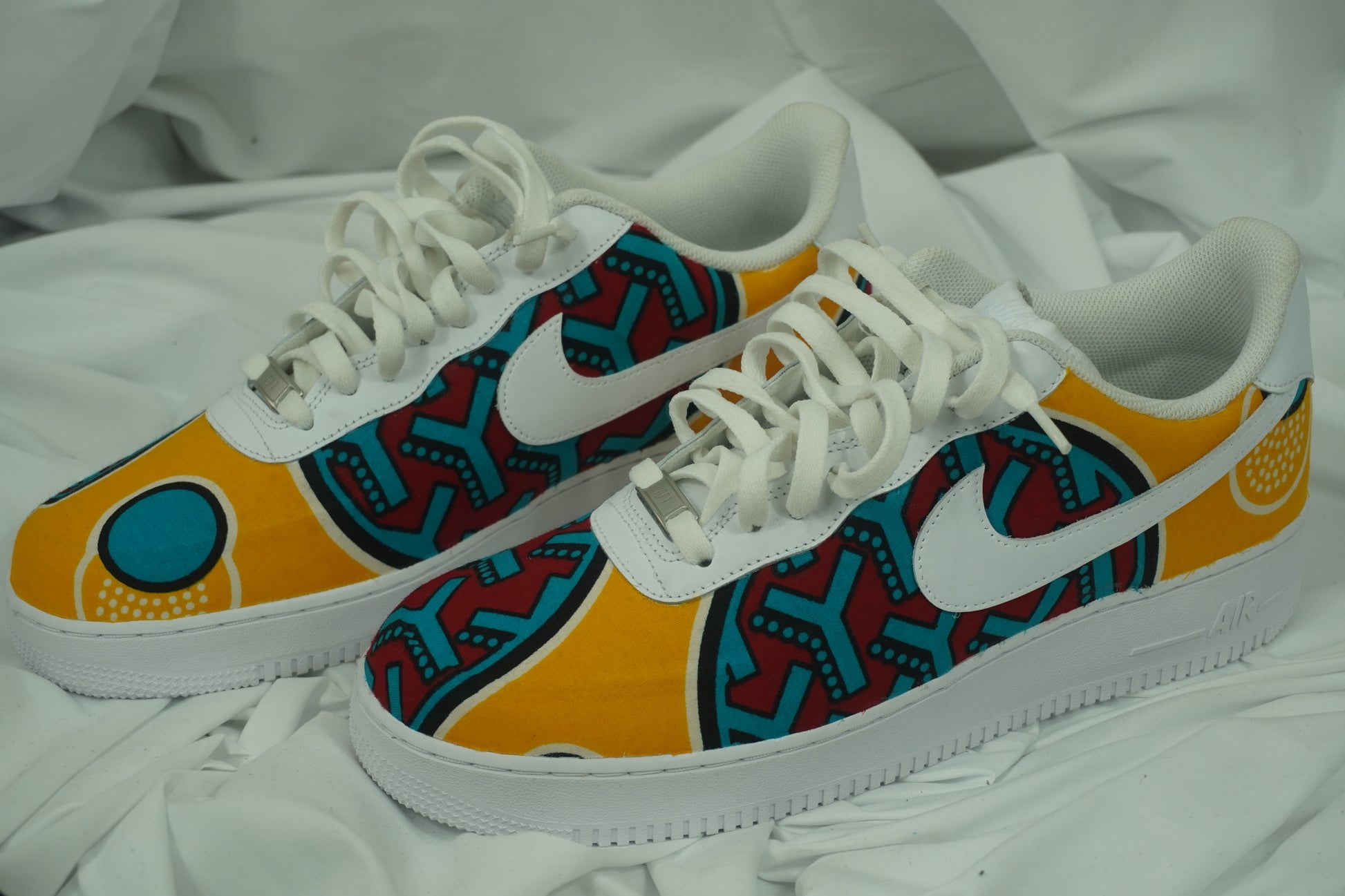 Handcrafted Ankara Air Force 1 - Yellow Blue Red