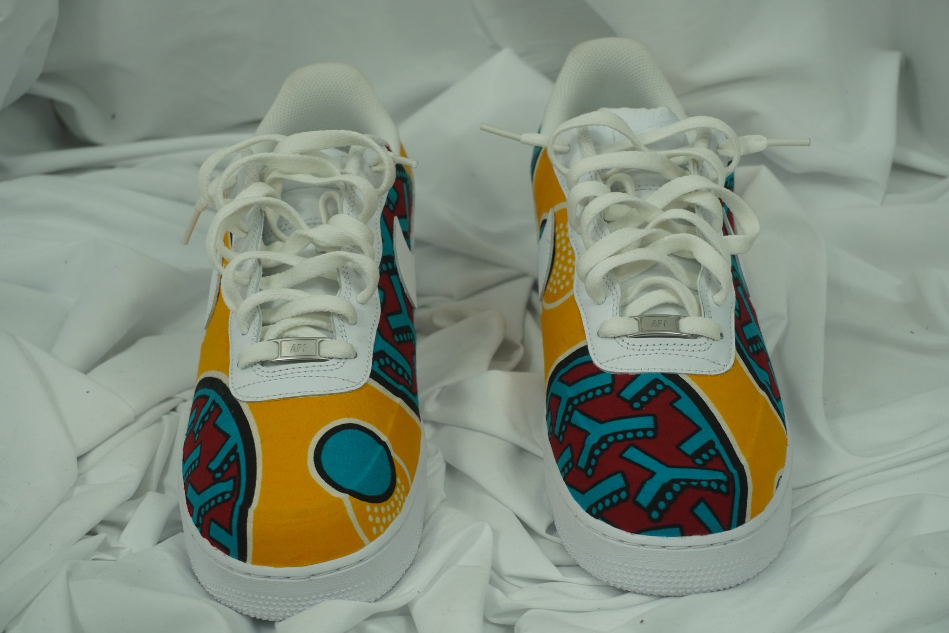 Handcrafted Ankara Air Force 1 - Yellow Blue Red