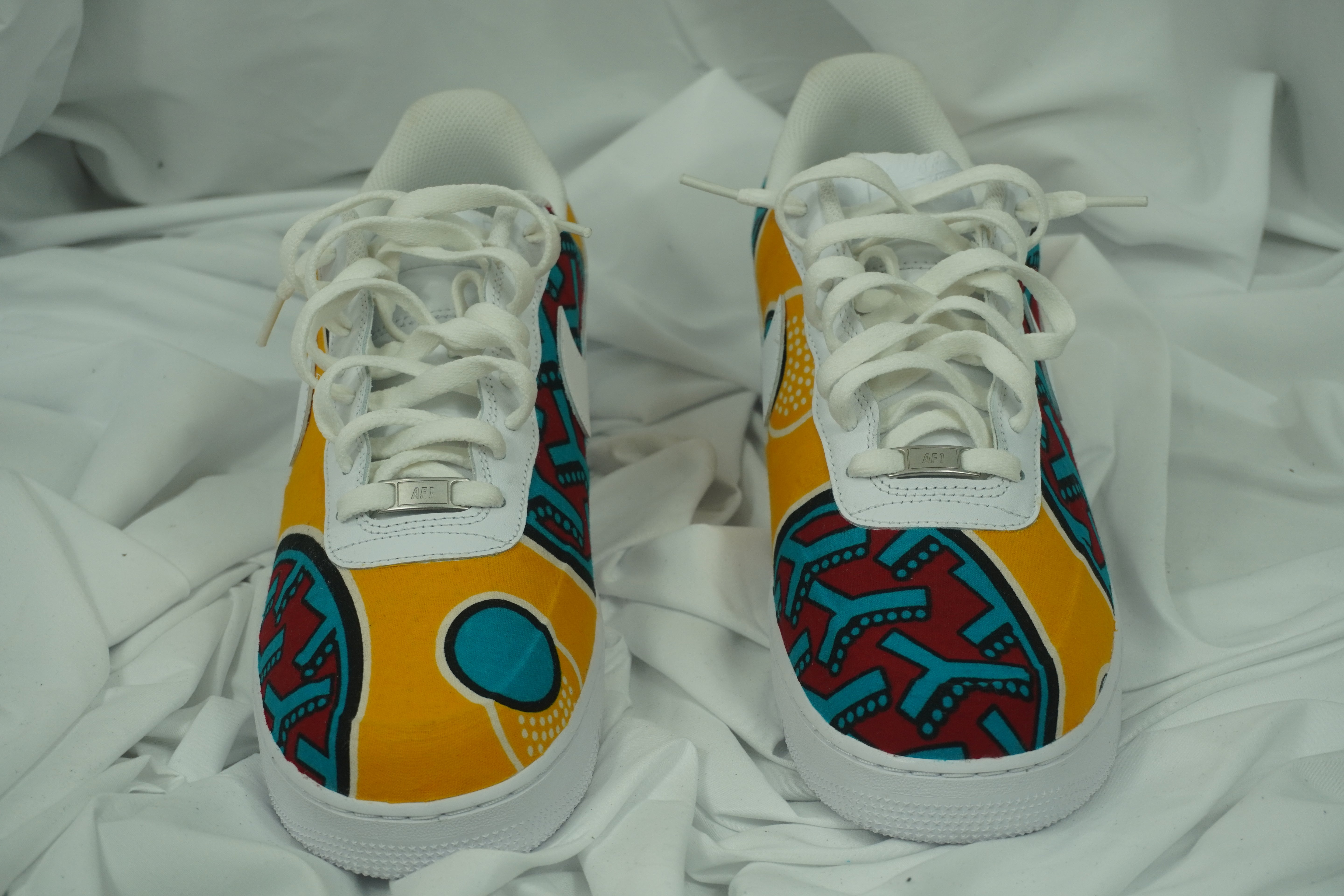 Handcrafted Ankara Air Force 1 - Yellow Blue Red