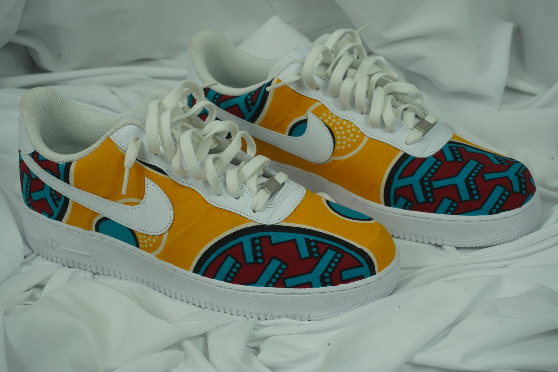 Handcrafted Ankara Air Force 1 - Yellow Blue Red