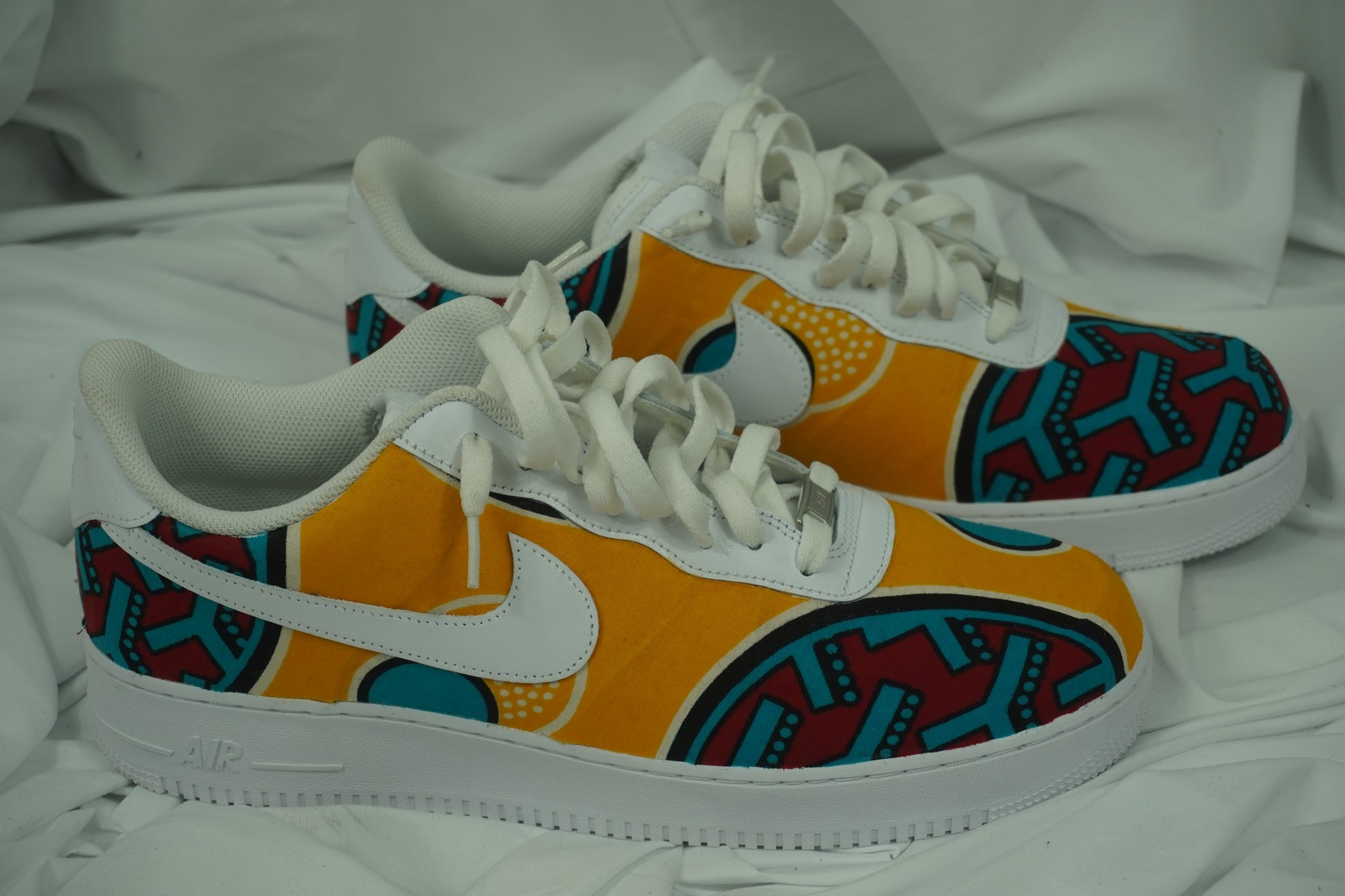 Handcrafted Ankara Air Force 1 - Yellow Blue Red