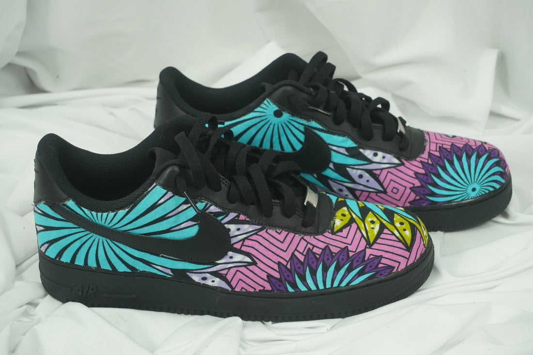 Handcrafted Ankara Air Force 1 - Pink Purple Blue Green