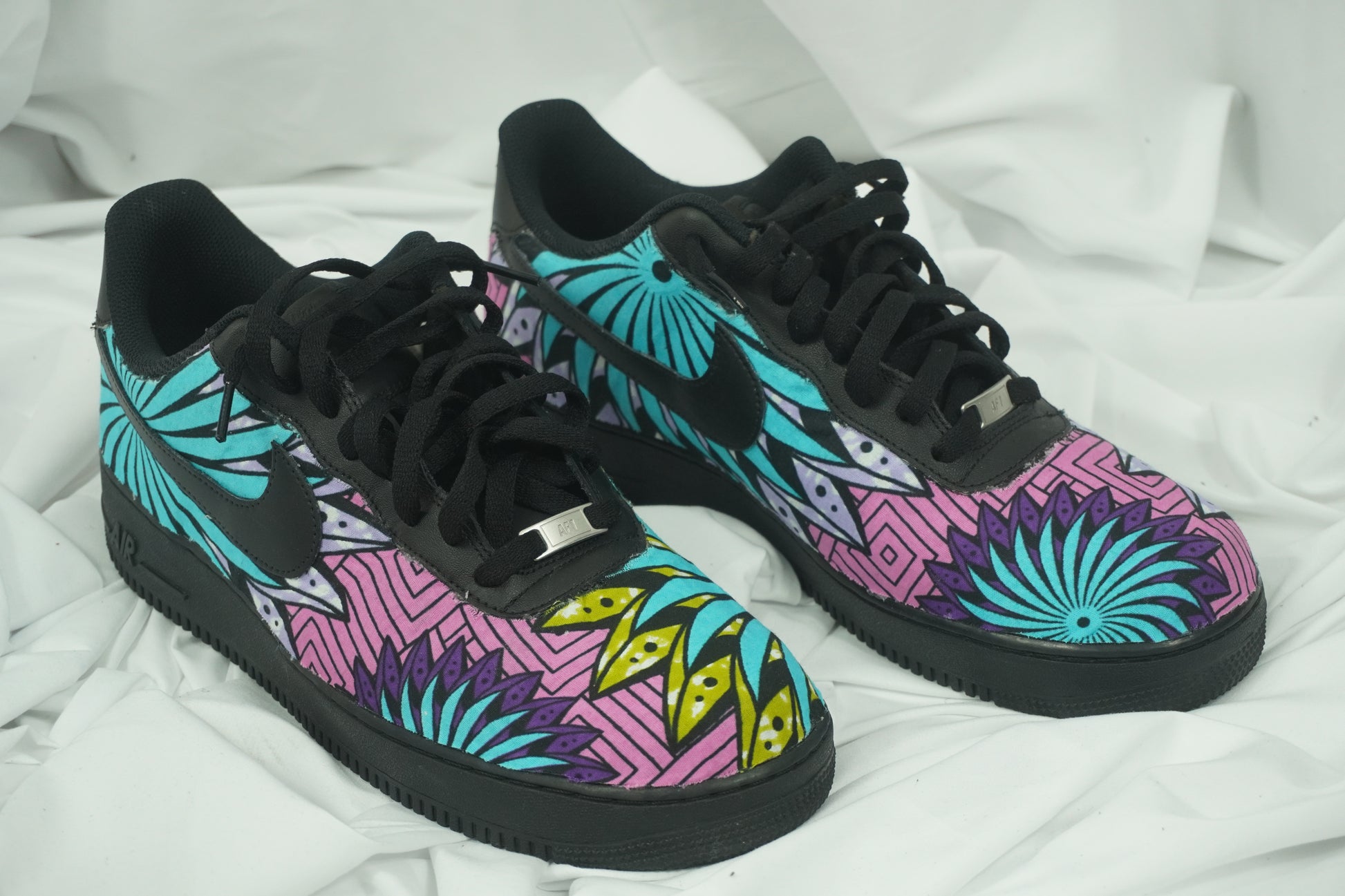 Handcrafted Ankara Air Force 1 - Pink Purple Blue Green