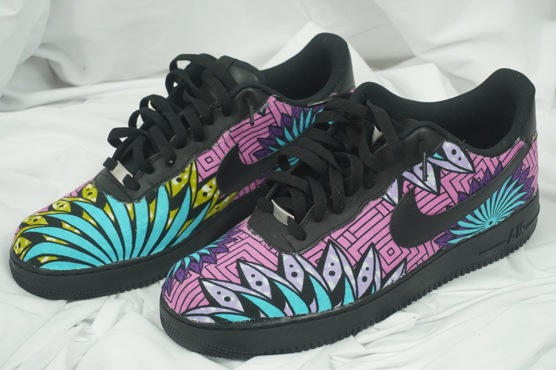 Handcrafted Ankara Air Force 1 - Pink Purple Blue Green