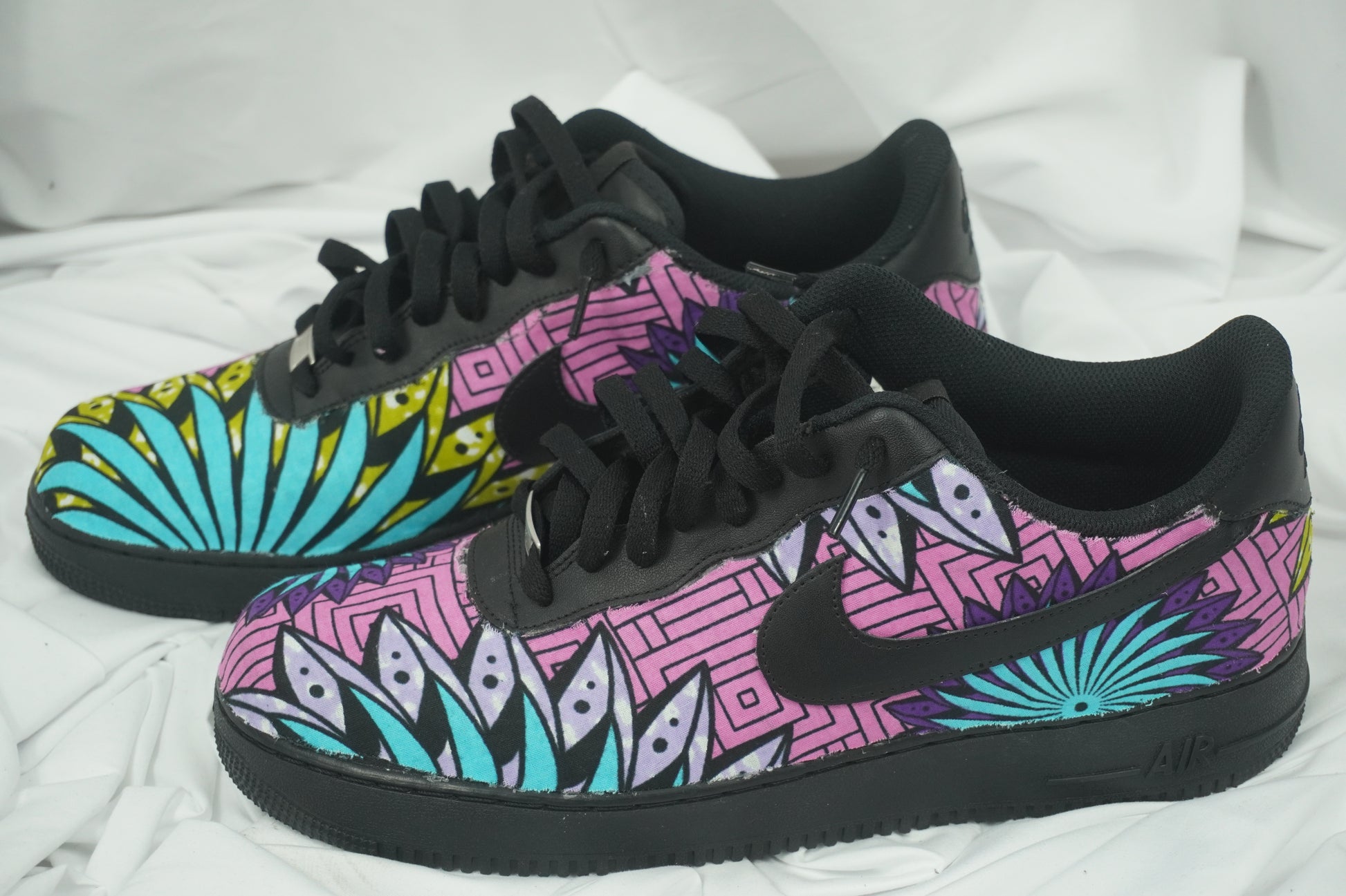 Handcrafted Ankara Air Force 1 - Pink Purple Blue Green