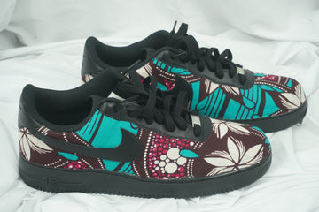 Handcrafted Ankara Air Force 1 - Floral Purple Blue