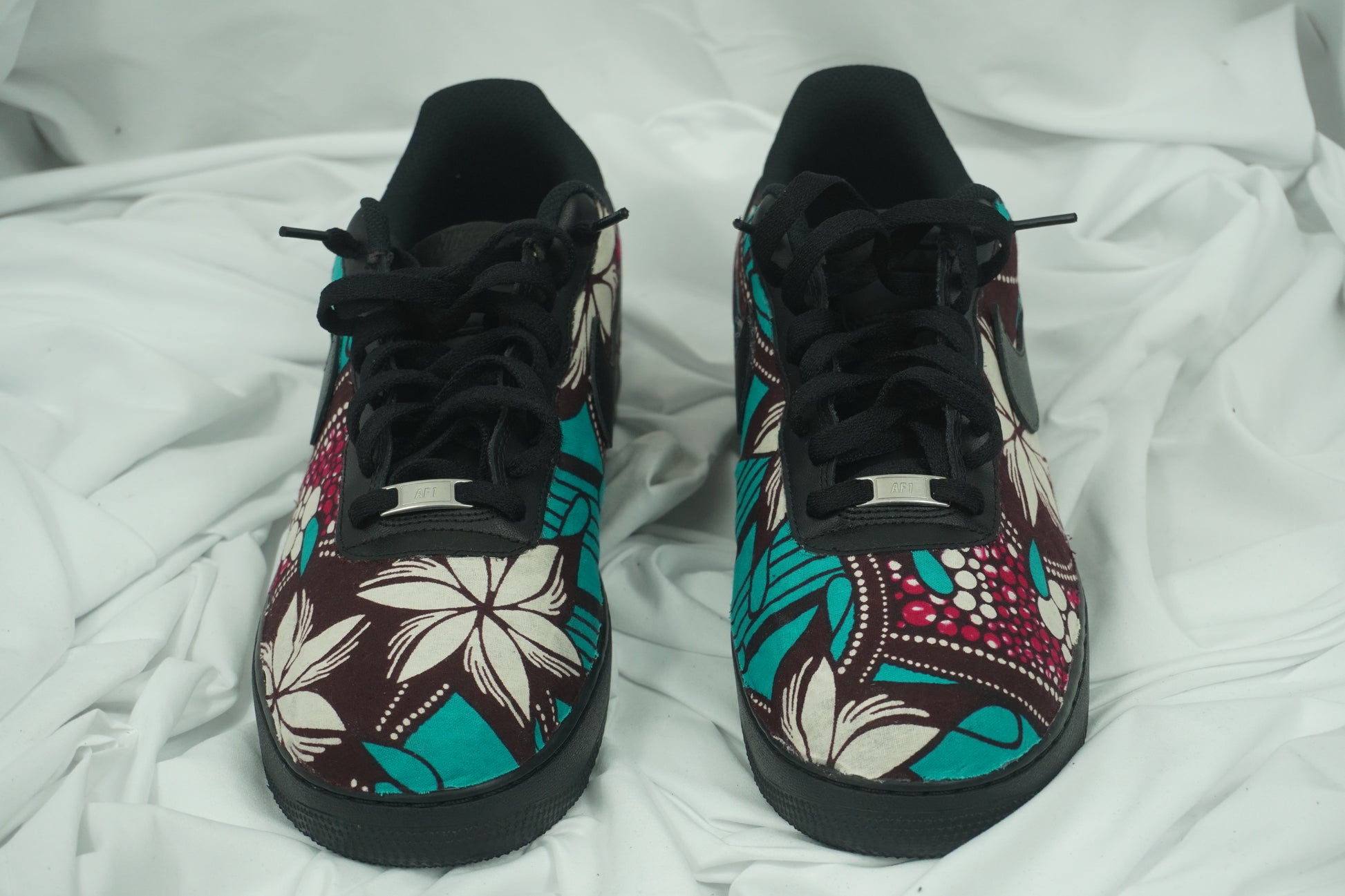 Handcrafted Ankara Air Force 1 - Floral Purple Blue