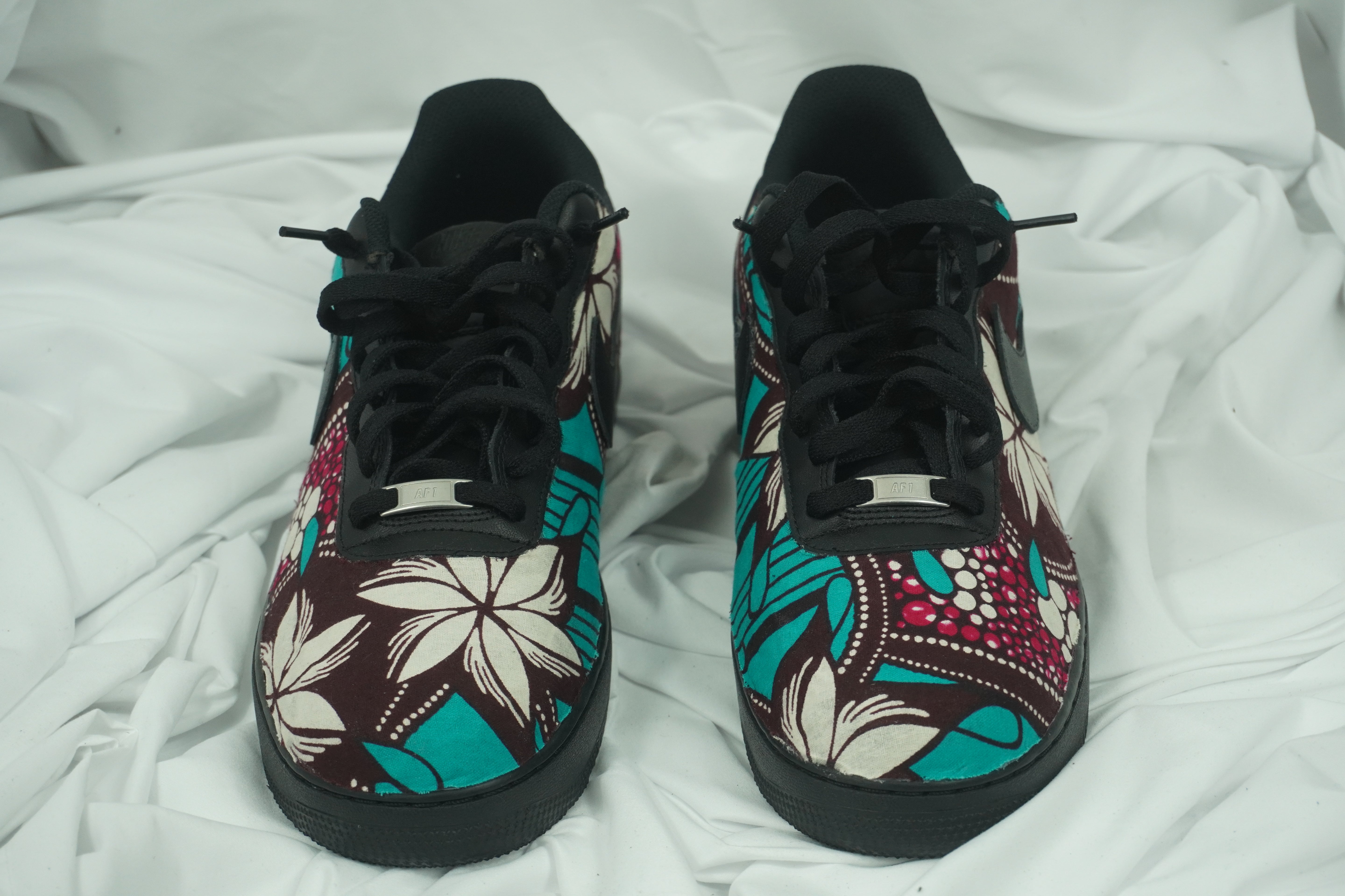 Handcrafted Ankara Air Force 1 - Floral Purple Blue
