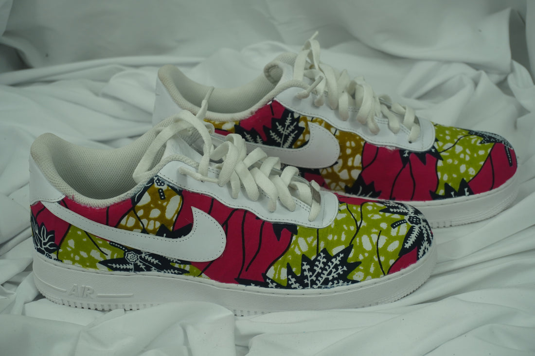 Handcrafted Ankara Air Force 1 - Pink Green