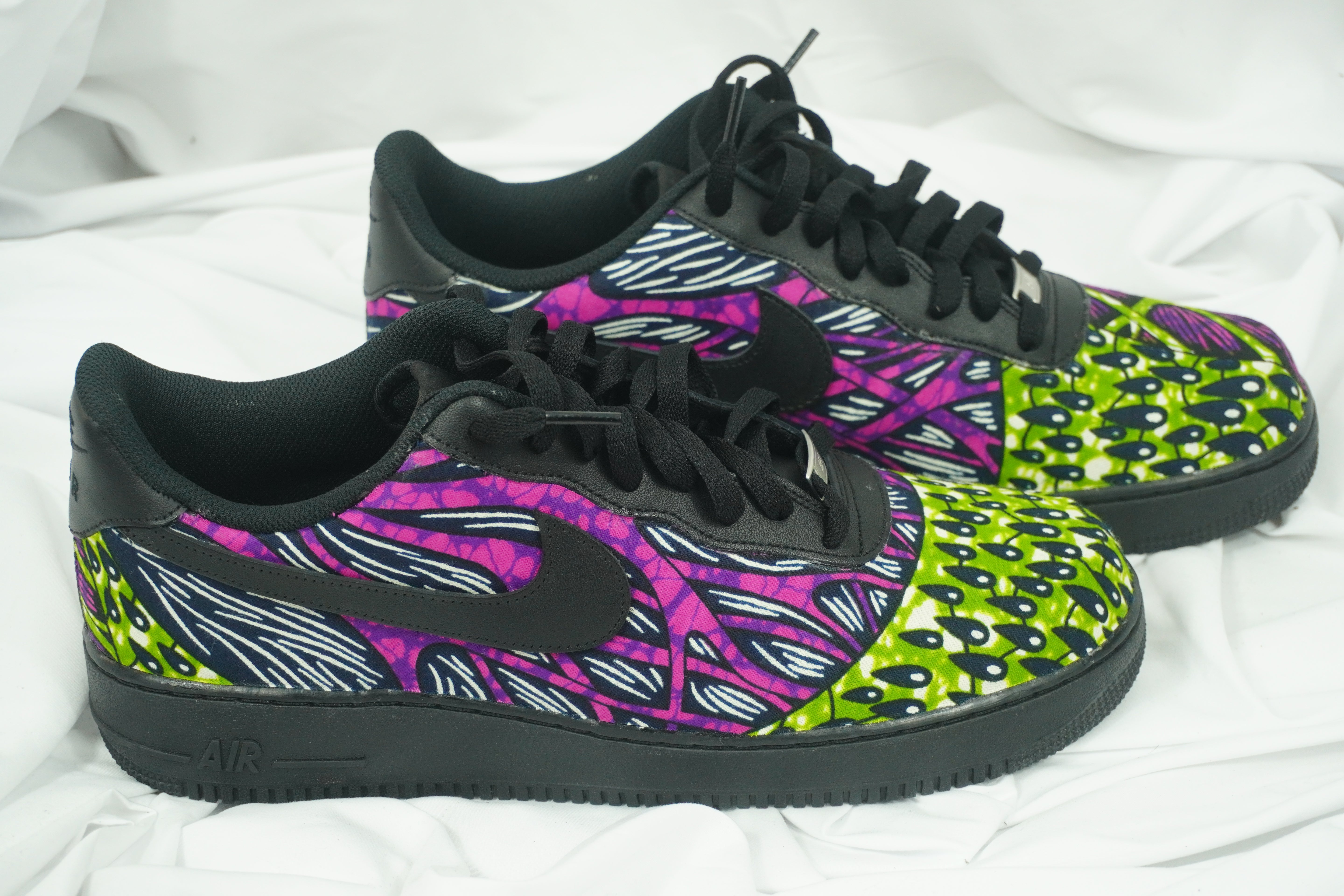 Handcrafted Ankara Air Force 1 - Green Purple