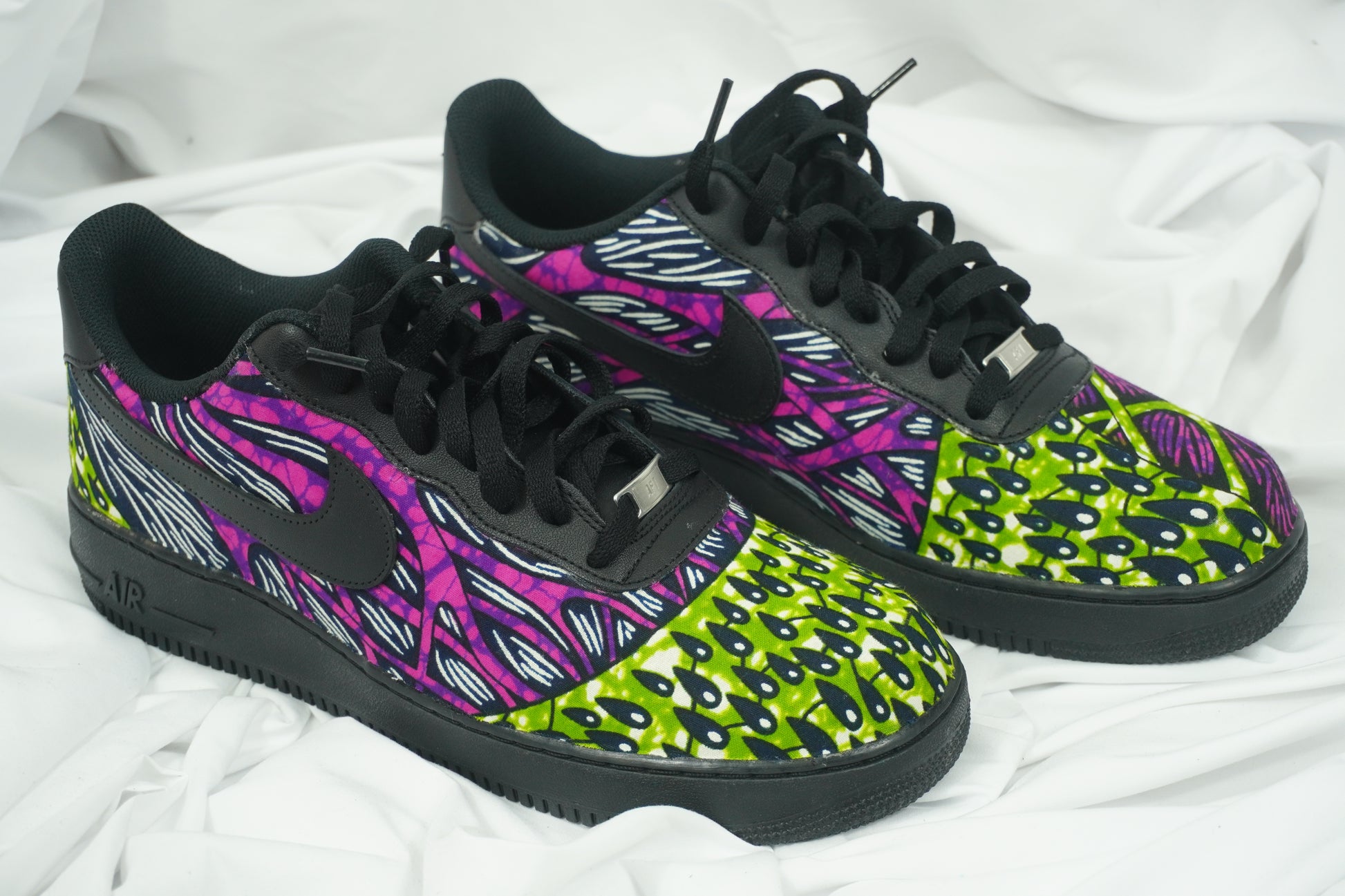 Handcrafted Ankara Air Force 1 - Green Purple
