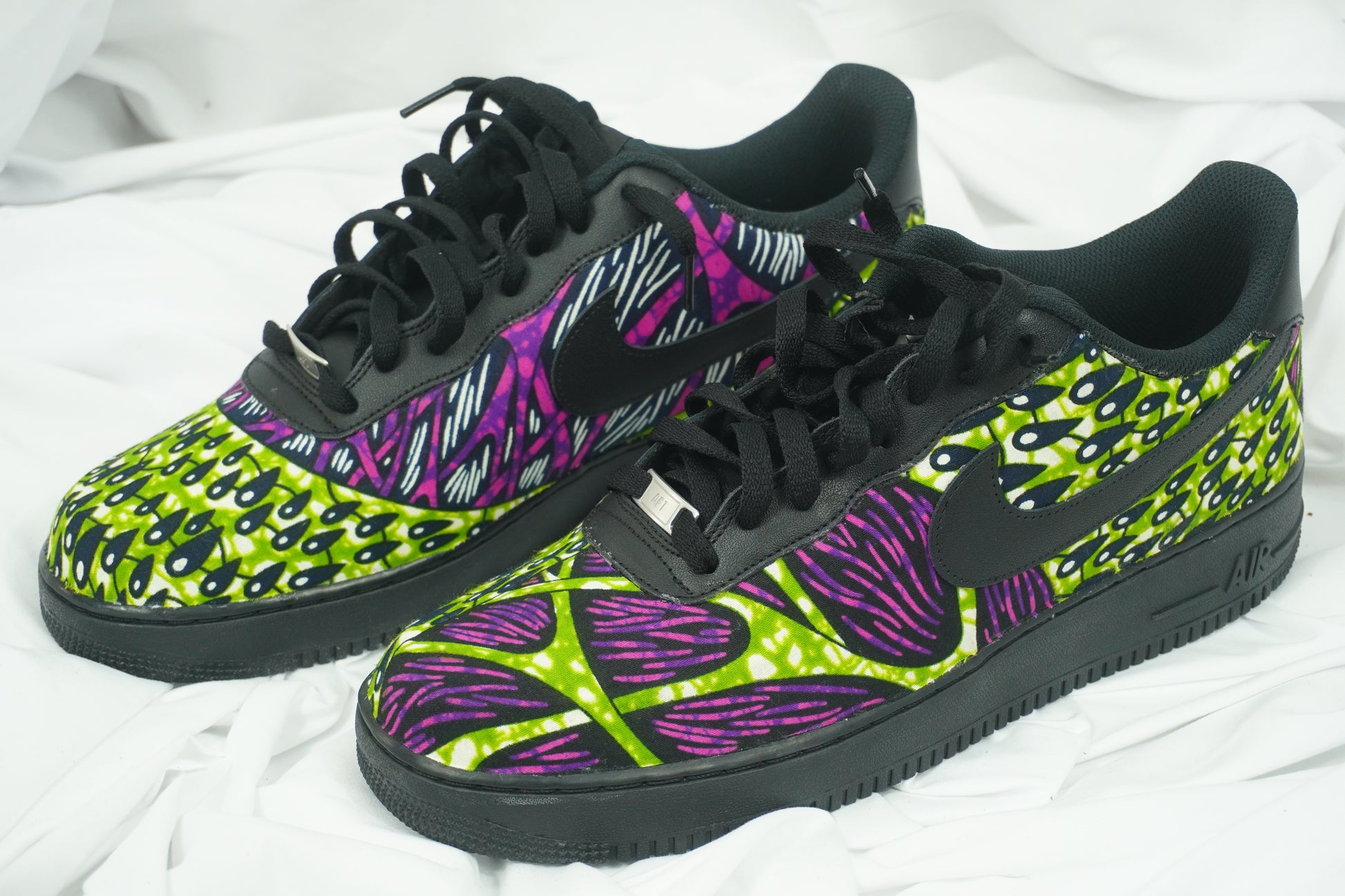 Handcrafted Ankara Air Force 1 - Green Purple