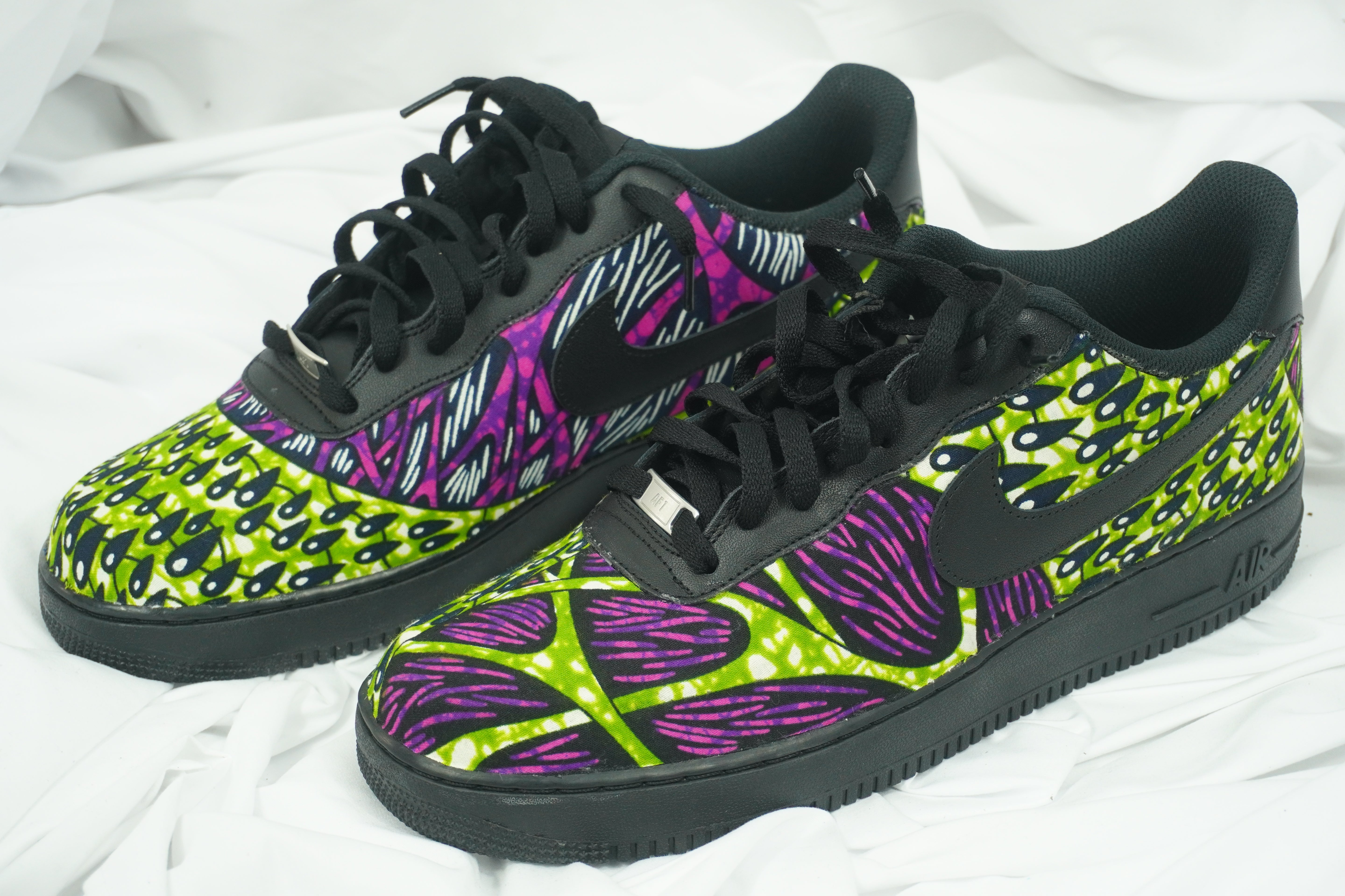 Handcrafted Ankara Air Force 1 - Green Purple