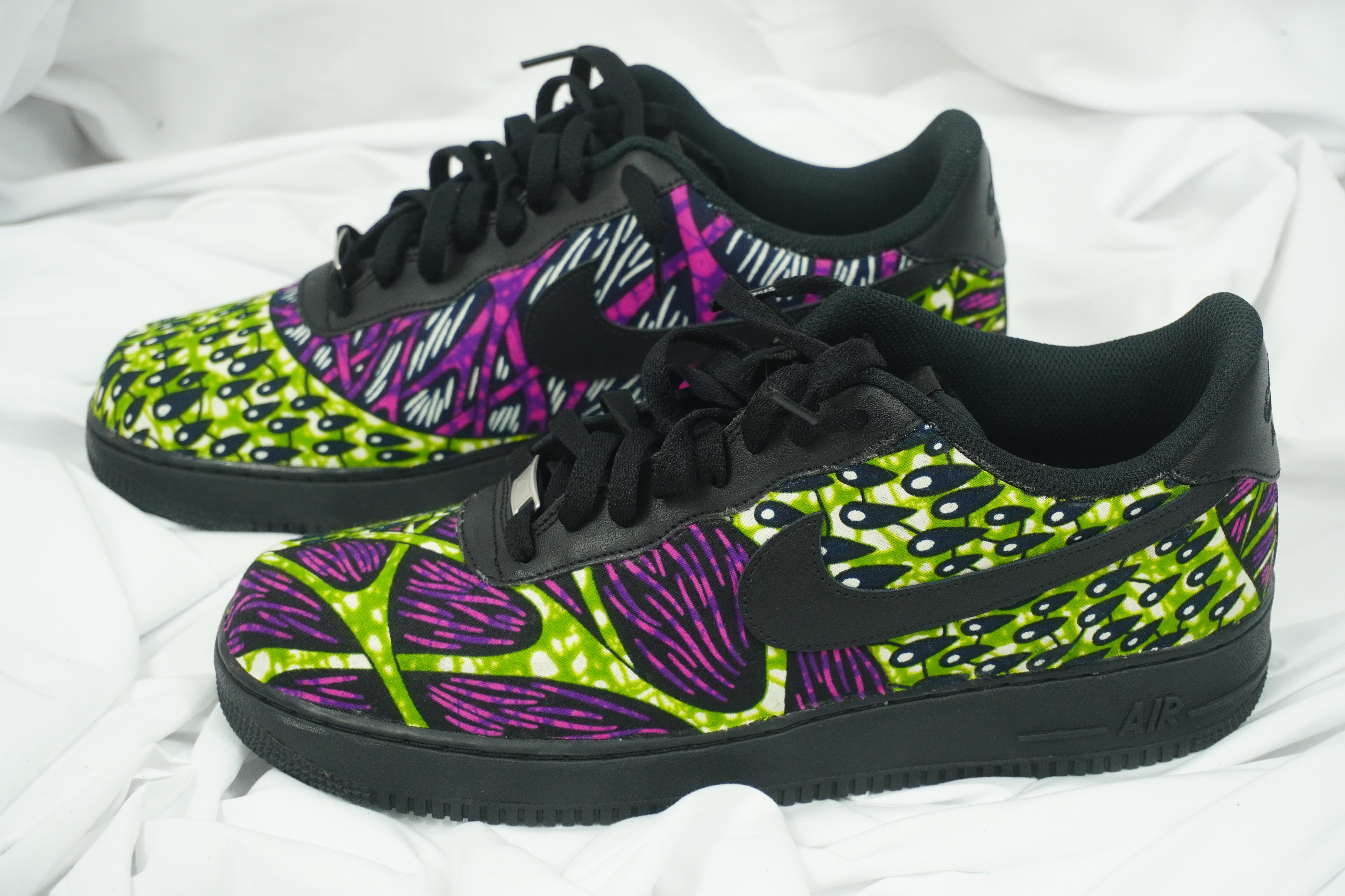 Handcrafted Ankara Air Force 1 - Green Purple